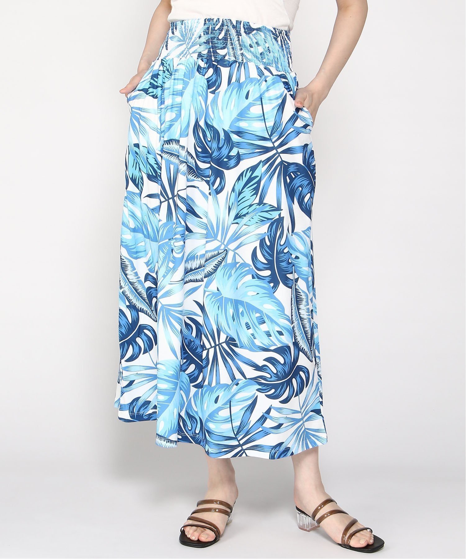 【フララニハワイ/Hula Lani Hawaii】のHula Lani Hawaii/サマー天竺 マキシスカート インテリア・キッズ・メンズ・レディースファッション・服の通販 founy(ファニー) 　ファッション　Fashion　レディースファッション　Ladies' Fashion Online　スカート　Skirt　サマー　Summer　プリント　Print　マキシ　Maxi　ミックス　Mix　リゾート　Resort　夏　Summer　SAX|ID: prp329100004592651 ipo3291000000032606332