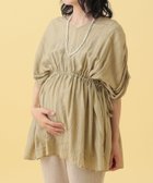 【その他のブランド/Other】の【産前・産後対応】マタニティ/VネックギャザーブラウスSS グリーン72|ID: prp329100004592673 ipo3291000000032606679