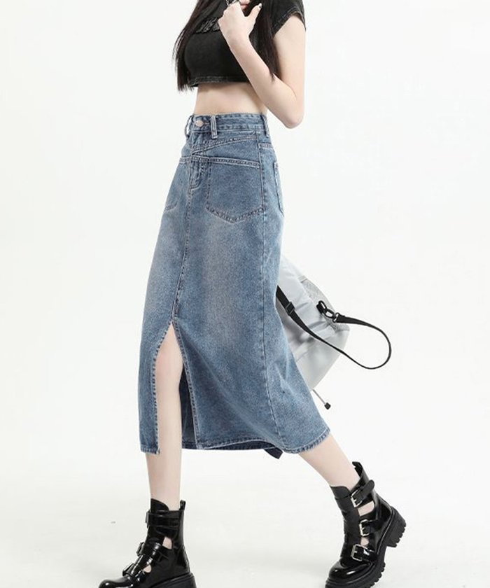 【ミニミニストア/miniministore】のデニムスカート ロング フロントスリット インテリア・キッズ・メンズ・レディースファッション・服の通販 founy(ファニー) https://founy.com/ ファッション Fashion レディースファッション Ladies' Fashion Online スカート Skirt デニムスカート Denim Skirts おすすめ Recommend インディゴ Indigo スリット Slit デニム Denim フロント Front ロング Long 冬 Winter 夏 Summer |ID: prp329100004592709 ipo3291000000032607148