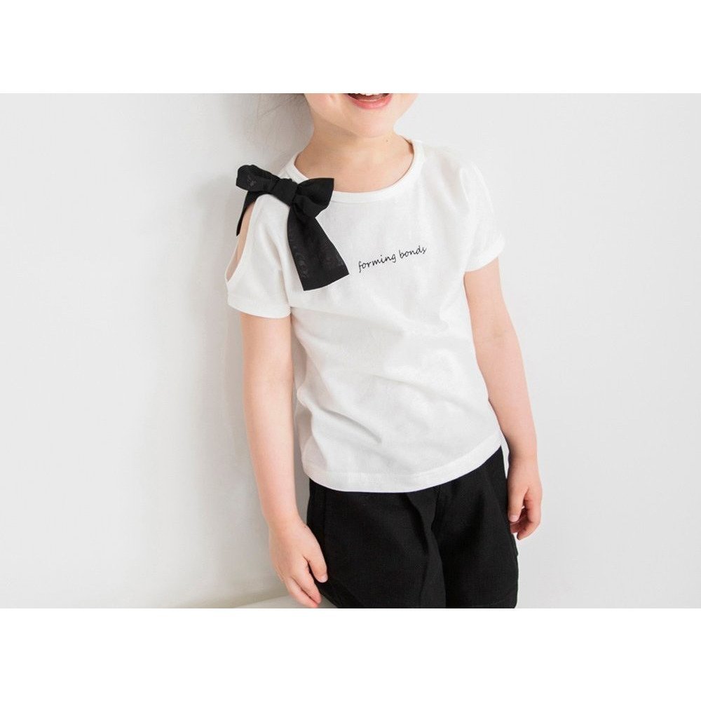 【ブランシェス/branshes / KIDS】の【プチプラ】肩リボン半袖Tシャツ インテリア・キッズ・メンズ・レディースファッション・服の通販 founy(ファニー) 　ファッション　Fashion　キッズファッション　KIDS Children’s Clothing　シフォン　Chiffon　シンプル　Simple　プチプライス・低価格　Affordable　リボン　Ribbon　半袖　Short Sleeve　夏　Summer　オフホワイト|ID: prp329100004592744 ipo3291000000032607739