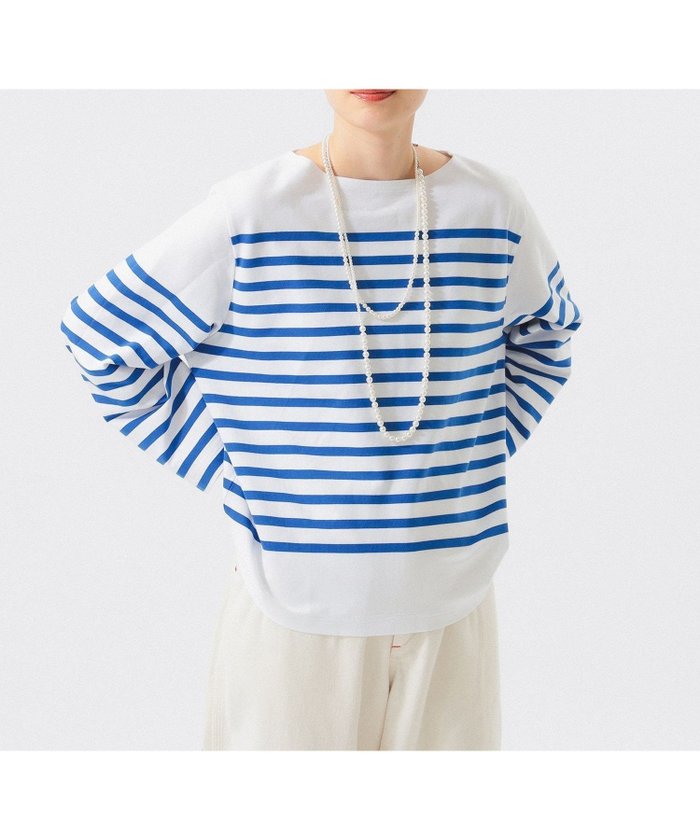 【ビームス ウイメン/BEAMS】のBEAMS BOY / ナバルボーダー ビッグ ボートネック カットソー インテリア・キッズ・メンズ・レディースファッション・服の通販 founy(ファニー) https://founy.com/ ファッション Fashion レディースファッション Ladies' Fashion Online トップス・カットソー Tops/Tshirt カットソー Cut and Sewn インナー Inner カットソー Cut And Sew 切替 Switching ショルダー Shoulder ドロップ Drop ビッグ Big ボーダー Border 無地 Plain Color ラッセル Russell |ID: prp329100004592770 ipo3291000000032608266