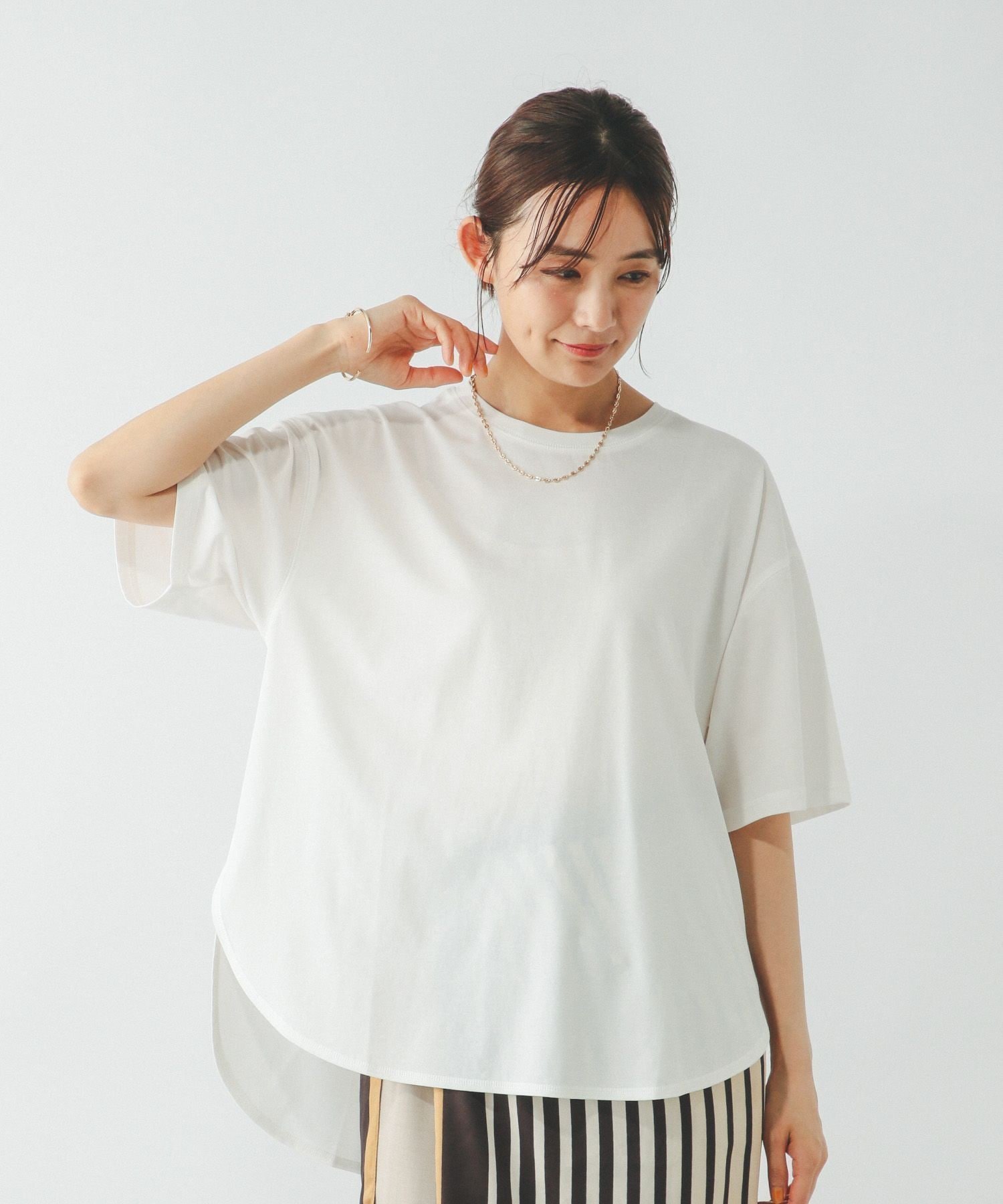 【グローバルワーク/GLOBAL WORK】のひんやり涼しい/フローズンTラウンドチュニック/498386 インテリア・キッズ・メンズ・レディースファッション・服の通販 founy(ファニー) 　ファッション　Fashion　レディースファッション　Fashion for Women　トップス・カットソー　Cut & Sew Tops　チュニック　Tunic, Long Top　ベーシック　Basic, Essential　ラウンド　Round, Round Neck　ワイド　Wide, Wide Fit　吸水　Absorbent, Quick-Dry　オフ05|ID: prp329100004592779 ipo3291000000033998471