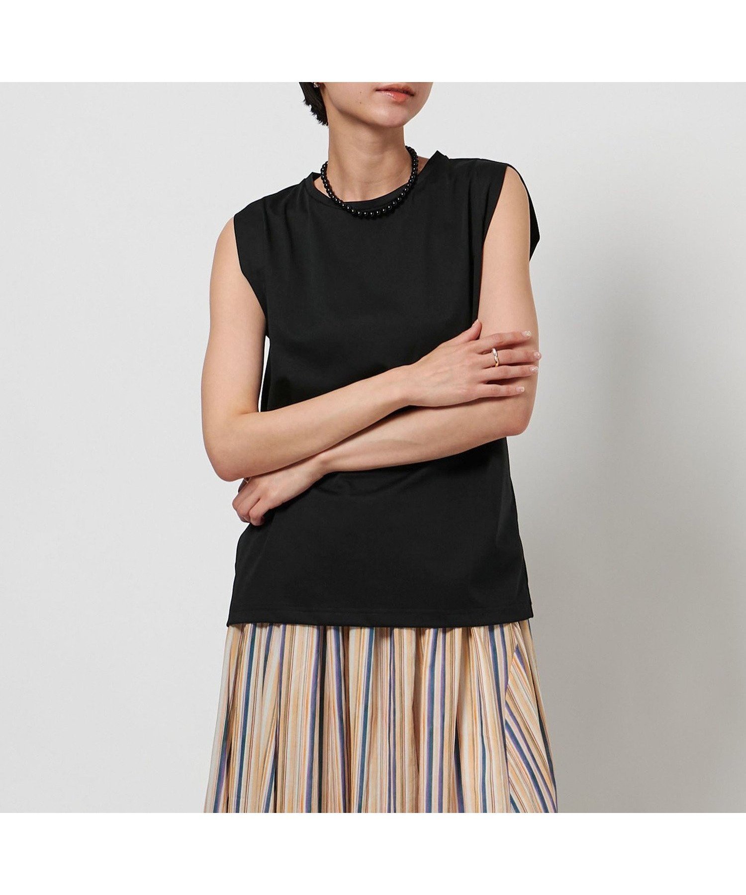 【ユナイテッドアローズ/UNITED ARROWS】のベーシック ノースリーブ カットソー インテリア・キッズ・メンズ・レディースファッション・服の通販 founy(ファニー) 　ファッション　Fashion　レディースファッション　Ladies' Fashion Online　トップス・カットソー　Tops/Tshirt　キャミソール / ノースリーブ　No Sleeves　カットソー　Cut and Sewn　おすすめ　Recommend　インナー　Inner　カットソー　Cut And Sew　シルケット　Mercerization　ジャケット　Jacket　ノースリーブ　No Sleeve　ベーシック　Basic　BLACK|ID: prp329100004592780 ipo3291000000032608402