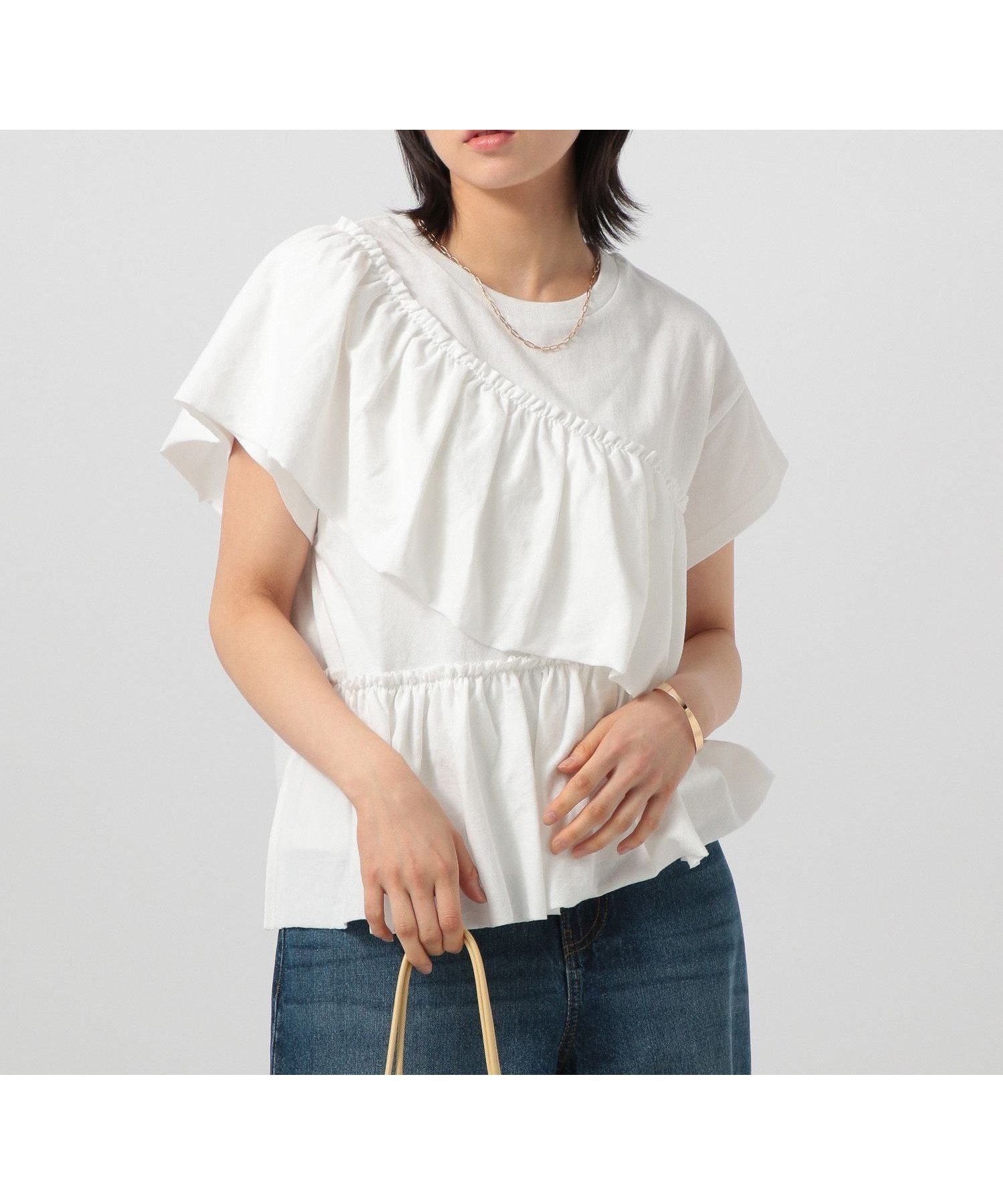 【ベイフロー/BAYFLOW】のヴィンテージライク ピグメントフリルT インテリア・キッズ・メンズ・レディースファッション・服の通販 founy(ファニー) 　ファッション　Fashion　レディースファッション　Ladies' Fashion Online　おすすめ　Recommend　アシンメトリー　Asymmetry　シンプル　Simple　フリル　Frills　ワイド　Wide　ヴィンテージ　Vintage　オフホワイト11|ID: prp329100004592787 ipo3291000000032608506