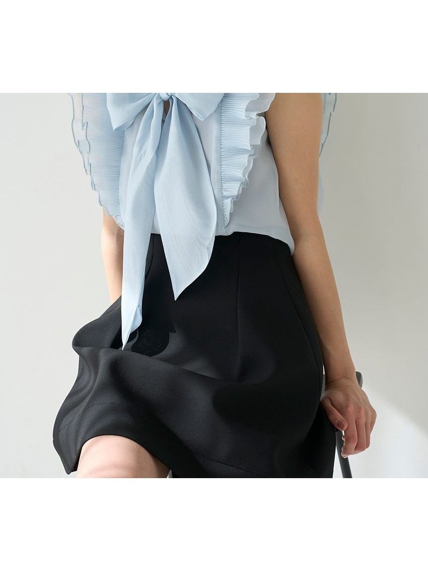 【スナイデル/SNIDEL】のノースリボウタイブラウス インテリア・キッズ・メンズ・レディースファッション・服の通販 founy(ファニー) 　ファッション　Fashion　レディースファッション　Ladies' Fashion Online　トップス・カットソー　Tops/Tshirt　シャツ/ブラウス　Shirts/Blouses　インナー　Inner　ウェーブ　Wave　エアリー　Airy　エレガント 上品　Elegant　オーガンジー　Organdy　クラシカル　Classical　シアー　Sheer　ストレート　Straight　フラワー　Flower　フリル　Frills　プリント　Print　プリーツ　Pleats　無地　Plain Color　リボン　Ribbon　おすすめ　Recommend　SAX[083]|ID: prp329100004592851 ipo3291000000032609184