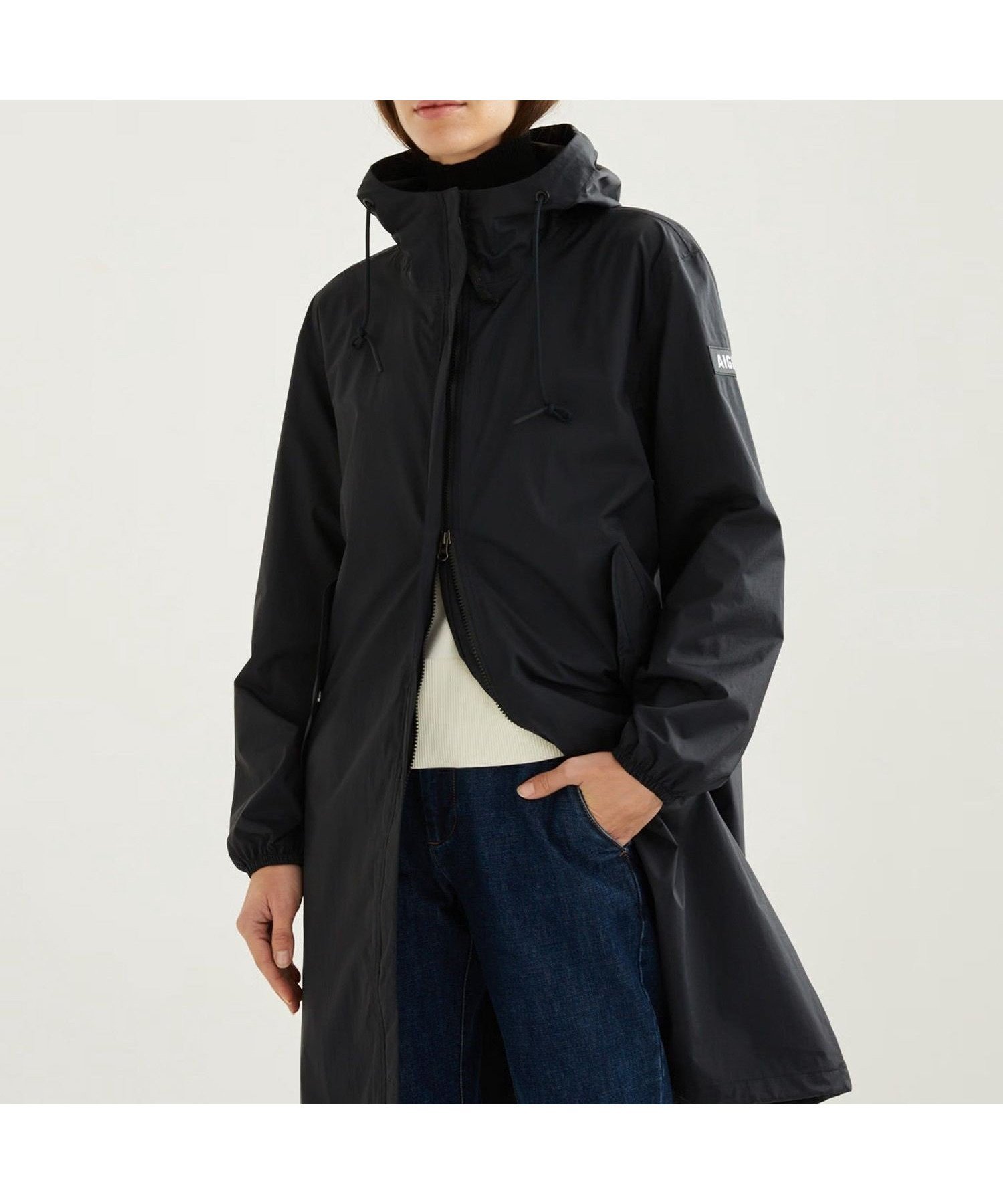 【エーグル/AIGLE】の透湿防水 パッカブルロングフーデッドジャケット インテリア・キッズ・メンズ・レディースファッション・服の通販 founy(ファニー) 　ファッション　Fashion　レディースファッション　Ladies' Fashion Online　アウター　Coat Outerwear　ジャケット　Jackets　おすすめ　Recommend　アウトドア　Outdoor　シンプル　Simple　スマート　Smart　ドローストリング　Drawstring　フィット　Fit　ブルゾン　Blouson　リラックス　Relax　旅行　Travel　ビジネス 仕事 通勤　Business　ブラック|ID: prp329100004592917 ipo3291000000032609882