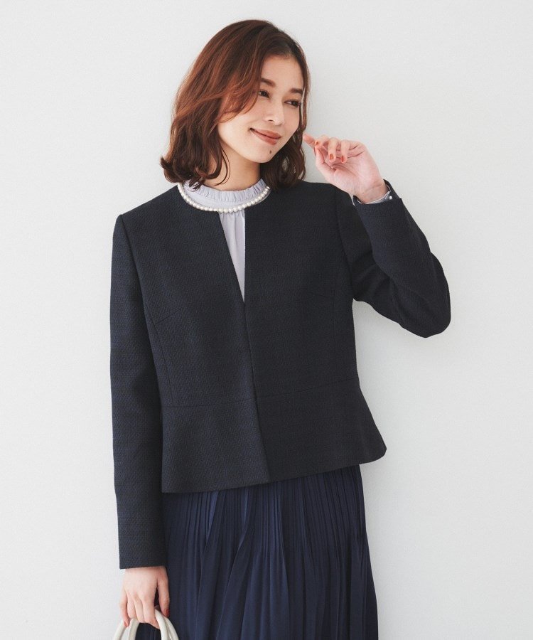 【アンタイトル/UNTITLED】の【通勤】ツイード ペプラムジャケット インテリア・キッズ・メンズ・レディースファッション・服の通販 founy(ファニー) 　ファッション　Fashion　レディースファッション　Ladies' Fashion Online　アウター　Coat Outerwear　ジャケット　Jackets　おすすめ　Recommend　シンプル　Simple　ジャケット　Jacket　セレモニー　Ceremony　ツイード　Tweed　フレア　Flare　プリーツ　Pleats　ペプラム　Peplum　ポケット　Pocket　無地　Plain Color　ビジネス 仕事 通勤　Business　ネイビー|ID: prp329100004592920 ipo3291000000032609949