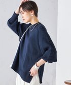 【シップス フォー ウィメン/SHIPS】の手洗い可能 マーセライズ コットン 編地 切替 プルオーバー 24SS ネイビー|ID: prp329100004592925 ipo3291000000032610123
