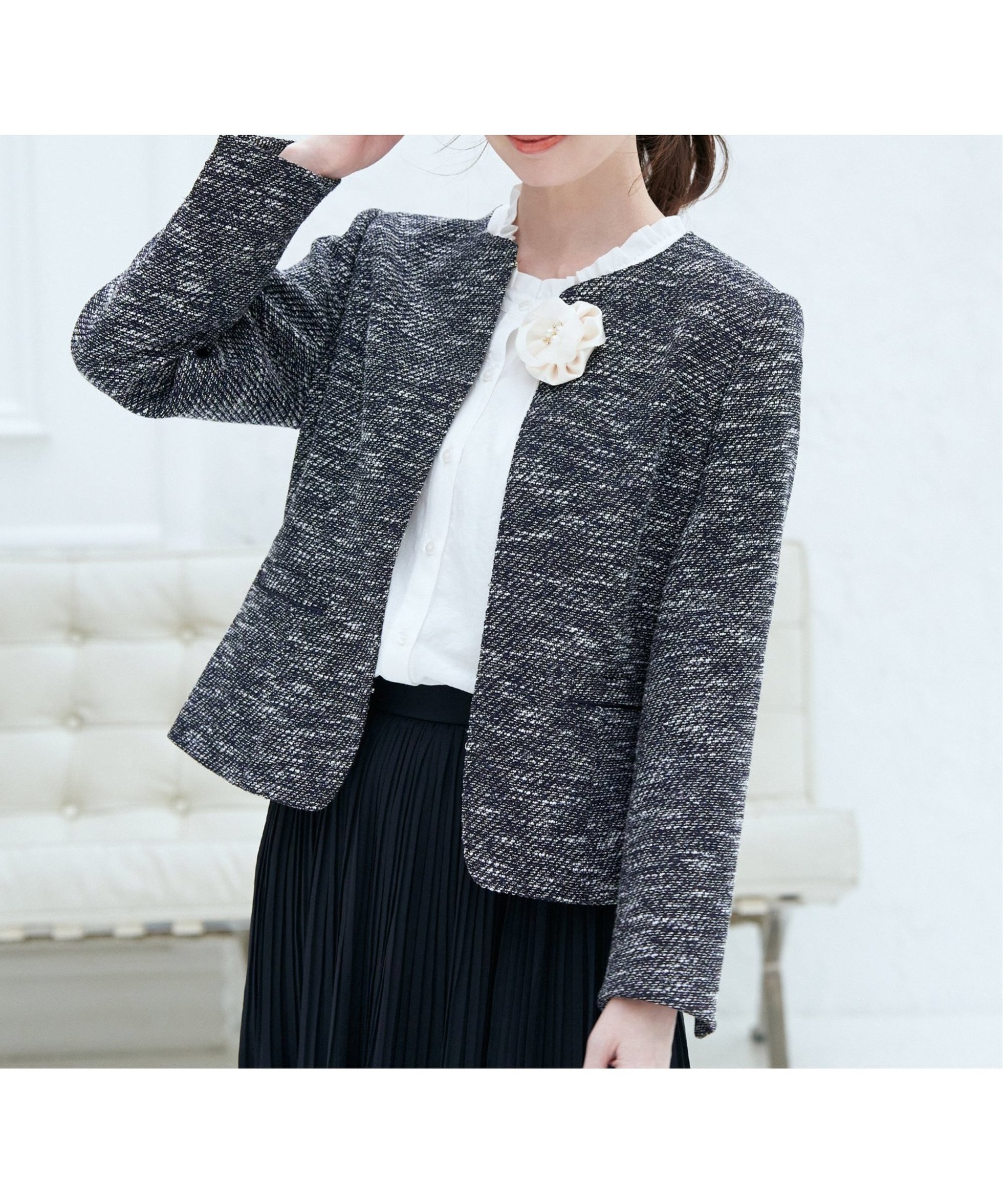 【イッカ/ikka】のファンシーツイードジャケット インテリア・キッズ・メンズ・レディースファッション・服の通販 founy(ファニー) 　ファッション　Fashion　レディースファッション　Fashion for Women　アウター　Coat / Outerwear Collection　レディースジャケット・軽アウター　Jackets　ジャケット　Jacket, Outerwear　セレモニー　Ceremony　ツイード　Twill, Twill Weave　フォーマル　Formal, Dressy　ポケット　Pocket, Pocket Detail　ビジネス 仕事 通勤　Business / Work / Commuting　入学式　Entrance Ceremony　卒業式　Graduation Ceremony　ネイビーブルー|ID: prp329100004592978 ipo3291000000032610876