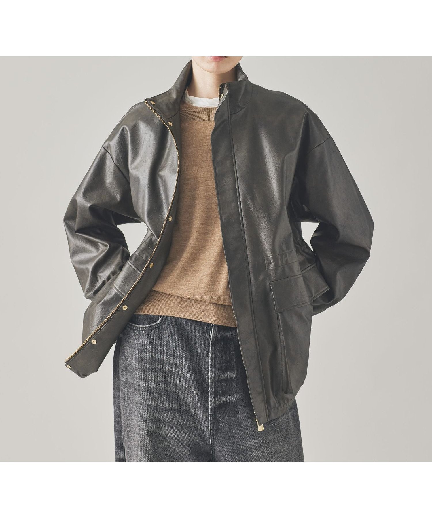 【カレンソロジー/Curensology】のヴィンテージフェイクレザーコート インテリア・キッズ・メンズ・レディースファッション・服の通販 founy(ファニー) 　ファッション　Fashion　レディースファッション　Fashion for Women　アウター　Coat / Outerwear Collection　コート・ロングコート・ピーコート　Long Coats, Peacoats & More　エレガント 上品　Elegant　ヴィンテージ　Vintage Style　クール　Cool, Chic　フェイクレザー　Faux Leather, PU Leather　ブルゾン　Blouson, Bomber Jacket　防寒　Cold Protection, Winter-Ready　ブラウン57|ID: prp329100004592982 ipo3291000000032610927