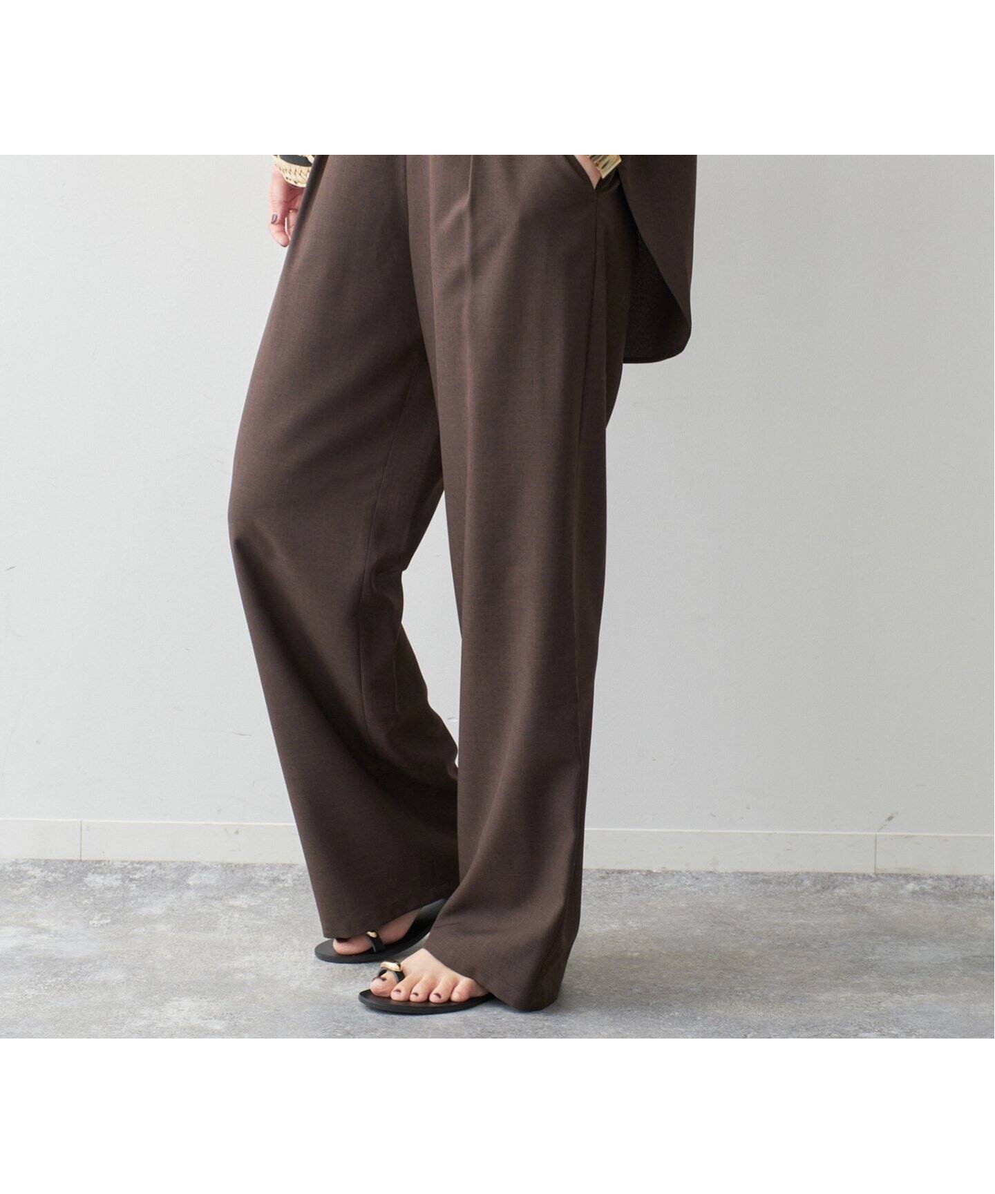 【スピック&スパン/Spick & Span】の《一部店舗+WEB限定》シャンブレーワンタックパンツ インテリア・キッズ・メンズ・レディースファッション・服の通販 founy(ファニー) 　ファッション　Fashion　レディースファッション　Ladies' Fashion Online　パンツ　Pants　シンプル　Simple　ストレート　Straight　エレガント 上品　Elegant　ブラウン|ID: prp329100004593006 ipo3291000000032611394