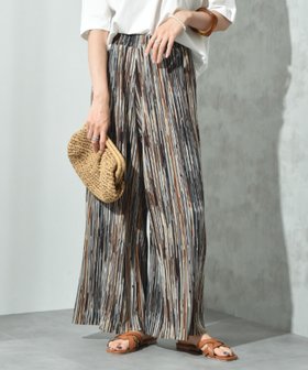 【インタープラネット/INTERPLANET】のプリントプリーツパンツ 人気、トレンドファッション・服の通販 founy(ファニー) ファッション Fashion レディースファッション Ladies' Fashion Online パンツ Pants カットソー Cut And Sew シンプル Simple ストライプ Stripe トラベル Travel トレンド Trend プリーツ Pleats ベーシック Basic リラックス Relax 定番 Standard 楽ちん Easy |ID:prp329100004593024