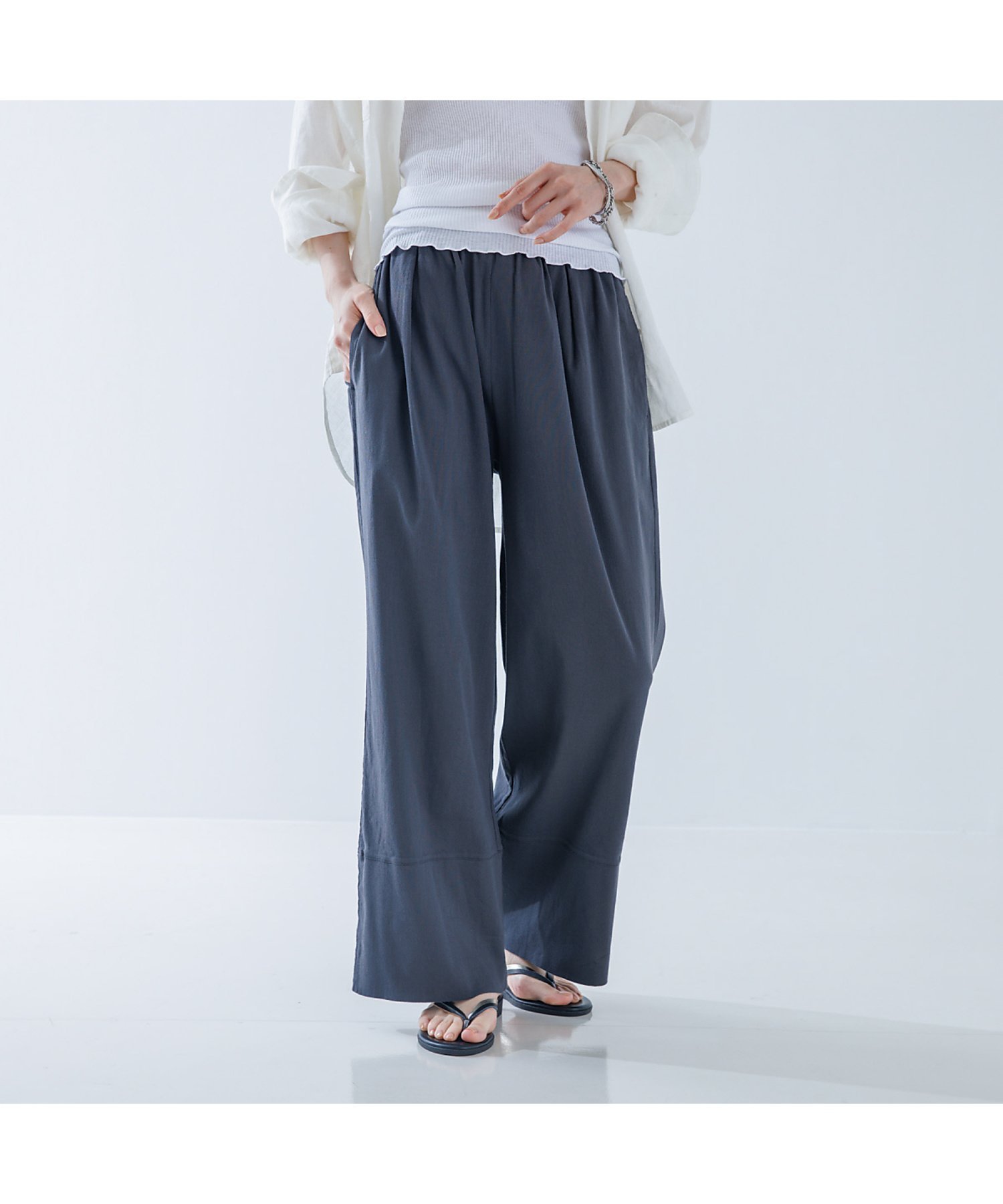【コレックス/collex】の【BIWACOTTON】【別注】【セットアップ】 セミワイドパンツ インテリア・キッズ・メンズ・レディースファッション・服の通販 founy(ファニー) 　ファッション　Fashion　レディースファッション　Ladies' Fashion Online　セットアップ　Setup　パンツ　Pants　吸水　Water Absorption　ジャージー　Jersey　ストレッチ　Stretch　セットアップ　Set Up　別注　Special Order　リラックス　Relax　おすすめ　Recommend　夏　Summer　旅行　Travel　チャコールグレー|ID: prp329100004593031 ipo3291000000032611709