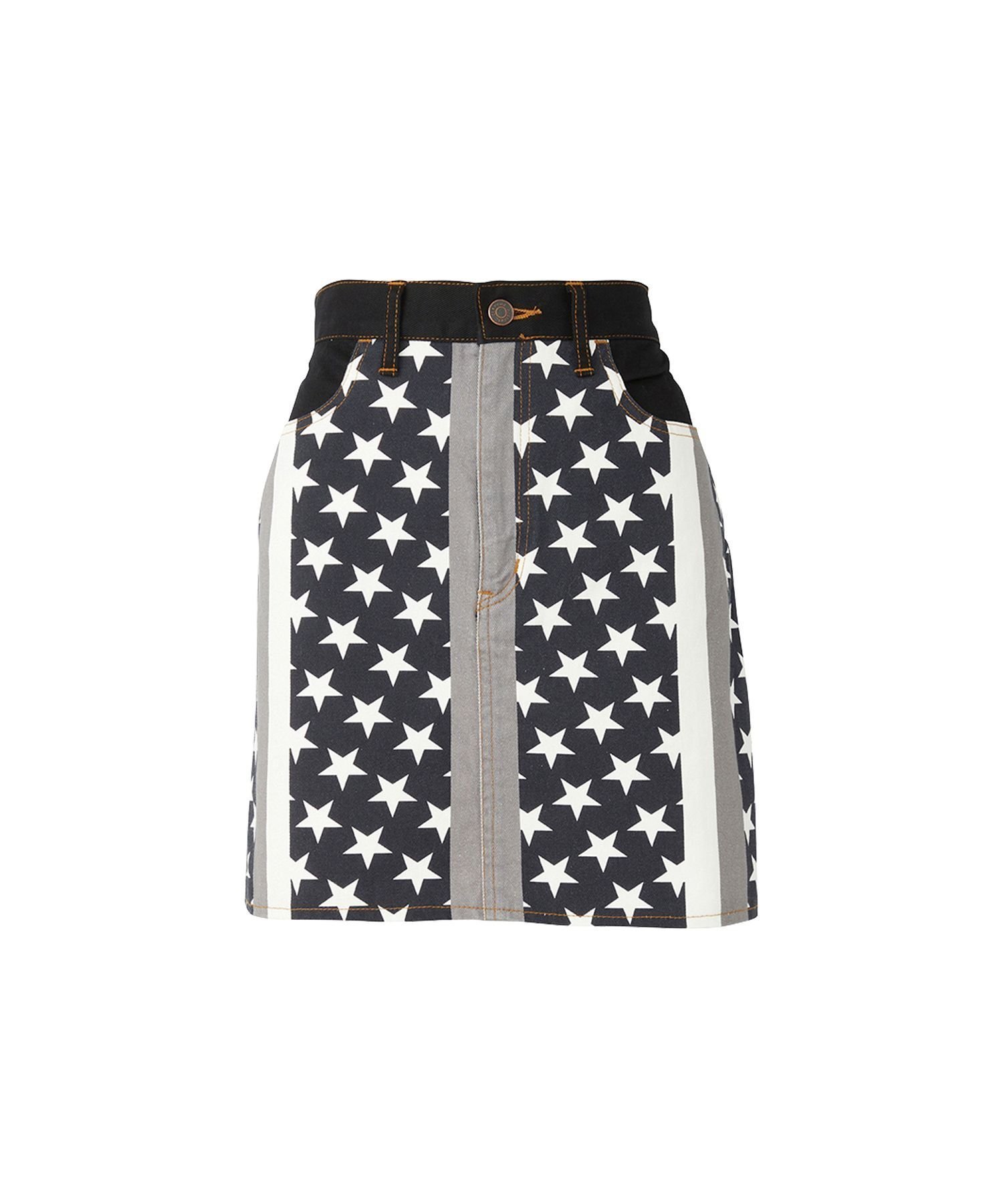 【ヒステリックグラマー/HYSTERIC GLAMOUR】のSTAR STRIPE柄 Aラインミニスカート インテリア・キッズ・メンズ・レディースファッション・服の通販 founy(ファニー) 　ファッション　Fashion　レディースファッション　Ladies' Fashion Online　スカート　Skirt　ミニスカート　Mini Skirts　シンプル　Simple　ミニスカート　Mini Skirt　ブラック系柄|ID: prp329100004593036 ipo3291000000032611749