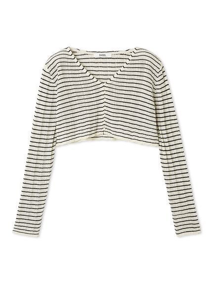 【スナイデル/SNIDEL】のリブシアーカーディガン インテリア・キッズ・メンズ・レディースファッション・服の通販 founy(ファニー) 　ファッション　Fashion　レディースファッション　Ladies' Fashion Online　トップス・カットソー　Tops/Tshirt　カーディガン　Cardigans　ウェーブ　Wave　カーディガン　Cardigan　ショート　Short　ストレート　Straight　スパンコール　Sequins　デコルテ　Decolletage　トレンド　Trend　ボーダー　Border　ミドル　Middle　リュクス　Luxe　おすすめ　Recommend　BORDER[933]|ID: prp329100004593666 ipo3291000000032619526