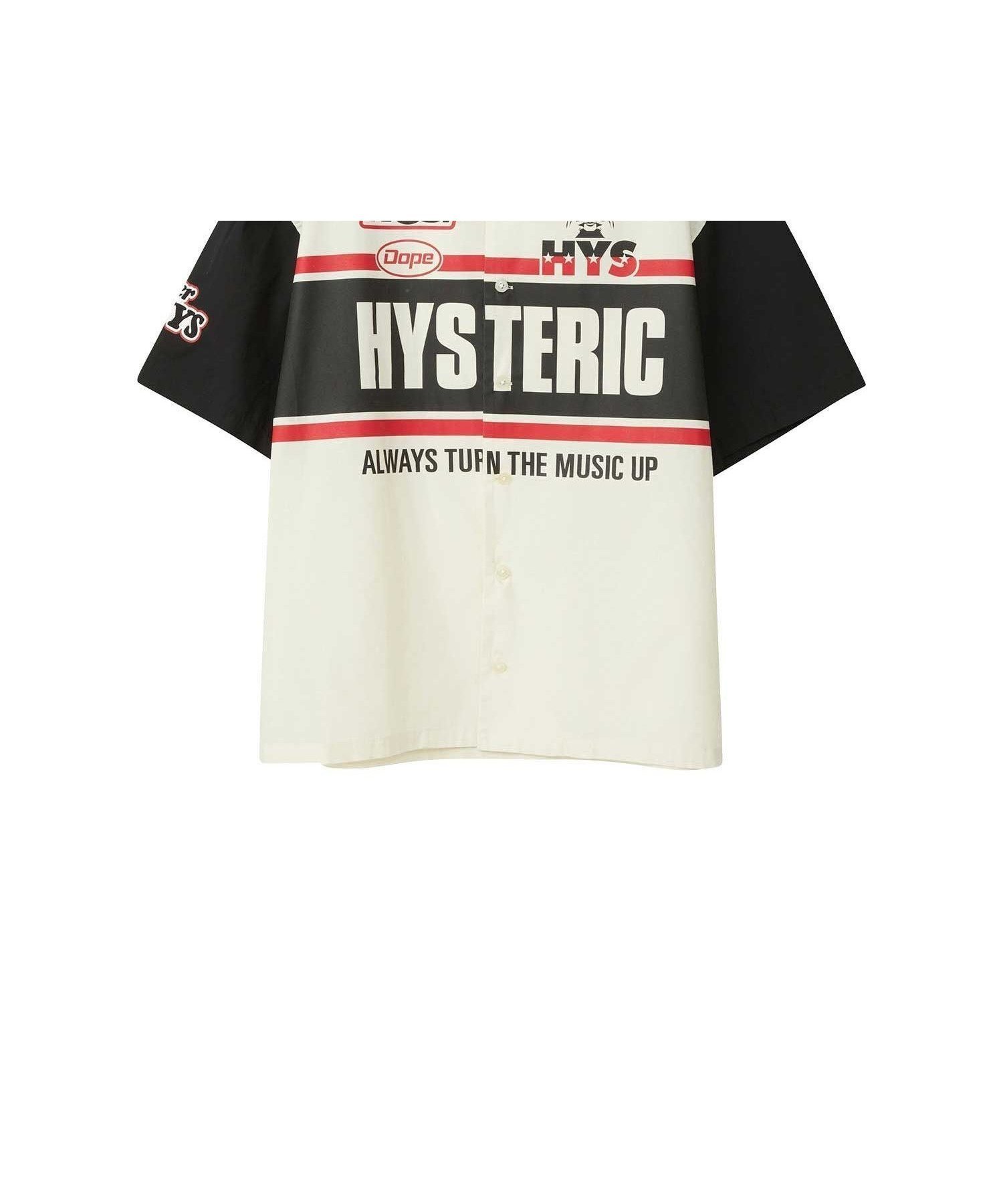 【ヒステリックグラマー/HYSTERIC GLAMOUR】のHYSTERIC レーシングシャツ インテリア・キッズ・メンズ・レディースファッション・服の通販 founy(ファニー) 　ファッション　Fashion　レディースファッション　Fashion for Women　トップス・カットソー　Cut & Sew Tops　シャツ・ブラウス・オフィスカジュアル　Elegant Blouses & Button-Ups　おすすめ　Recommended / Our Picks　メンズ　Men's, Menswear　レース　Lace, Lace Fabric　ブラック|ID: prp329100004593720 ipo3291000000032751065