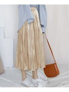 【ミニミニストア/miniministore】のランダムプリーツスカート ミモレ丈 サテン ベージュ|ID: prp329100004593726 ipo3291000000032622612