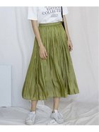 【ミニミニストア/miniministore】のランダムプリーツスカート ミモレ丈 サテン モスグリーン|ID: prp329100004593726 ipo3291000000032622614