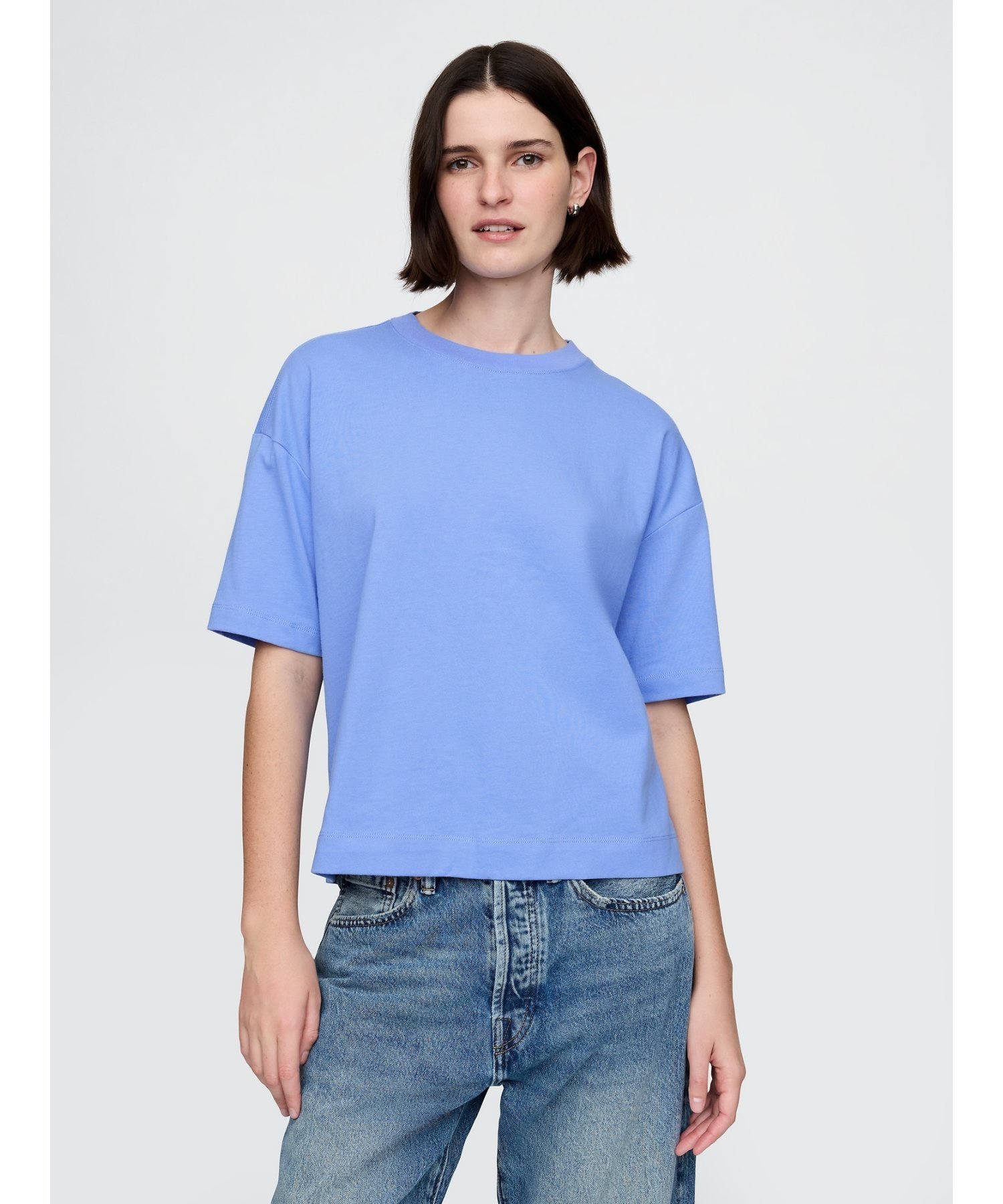 【ギャップ/GAP】のヘビーウェイト オーガニックコットン GAPロゴTシャツ インテリア・キッズ・メンズ・レディースファッション・服の通販 founy(ファニー) 　ファッション　Fashion　レディースファッション　Ladies' Fashion Online　トップス・カットソー　Tops/Tshirt　シャツ/ブラウス　Shirts/Blouses　ロング / Tシャツ　T-Shirts　おすすめ　Recommend　ダウン　Down　フィット　Fit　フロント　Front　SHIRTING_BLUE|ID: prp329100004593728 ipo3291000000032622671