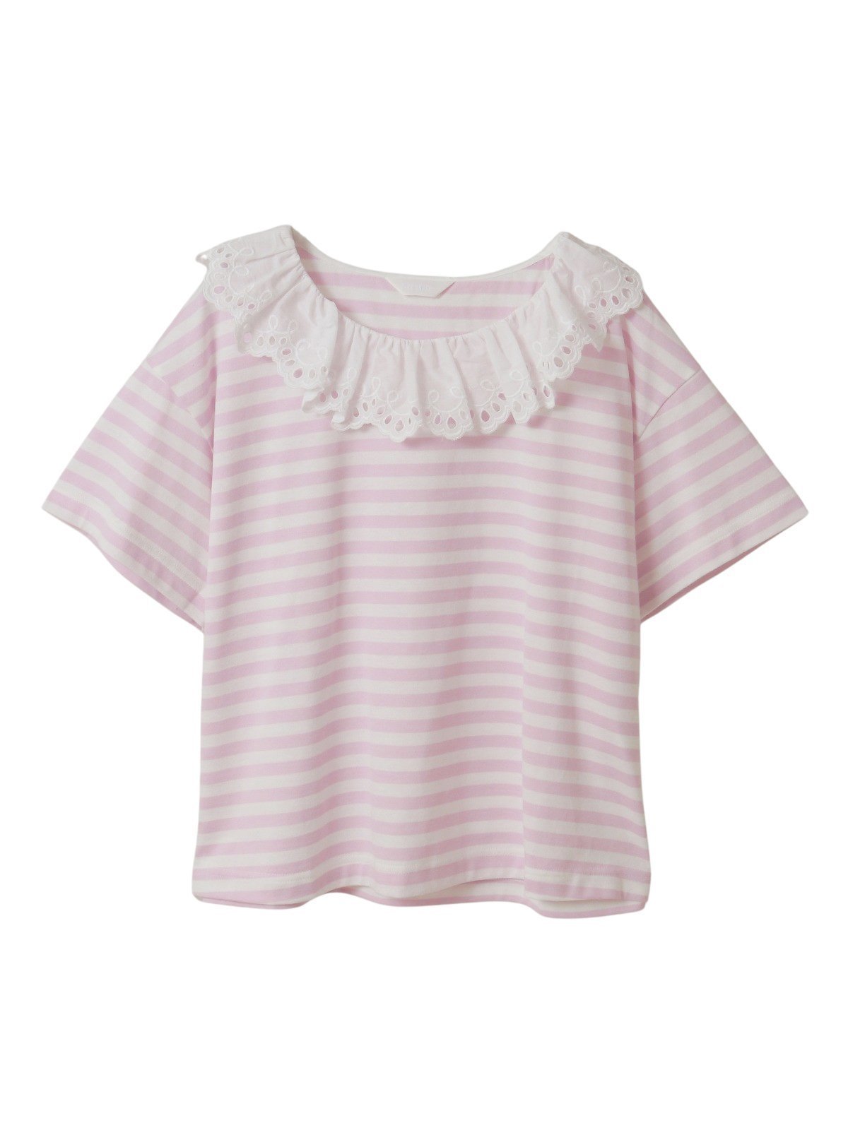 【ピンクハウス/PINK HOUSE】のコットンレース使いカットソー インテリア・キッズ・メンズ・レディースファッション・服の通販 founy(ファニー) 　ファッション　Fashion　レディースファッション　Fashion for Women　トップス・カットソー　Cut & Sew Tops　カットソー・ベーシックTシャツ　Cut-and-Sewn Tops / Stretch Tees & Basics　カットソー　Cut and Sewn Top　スカラップ　Scallop, Scalloped Edge　ボーダー　Border, Stripe　レース　Lace, Lace Fabric　夏　Summer　無地　Plain, Solid Color　シロ×ピンク|ID: prp329100004593734 ipo3291000000032752914