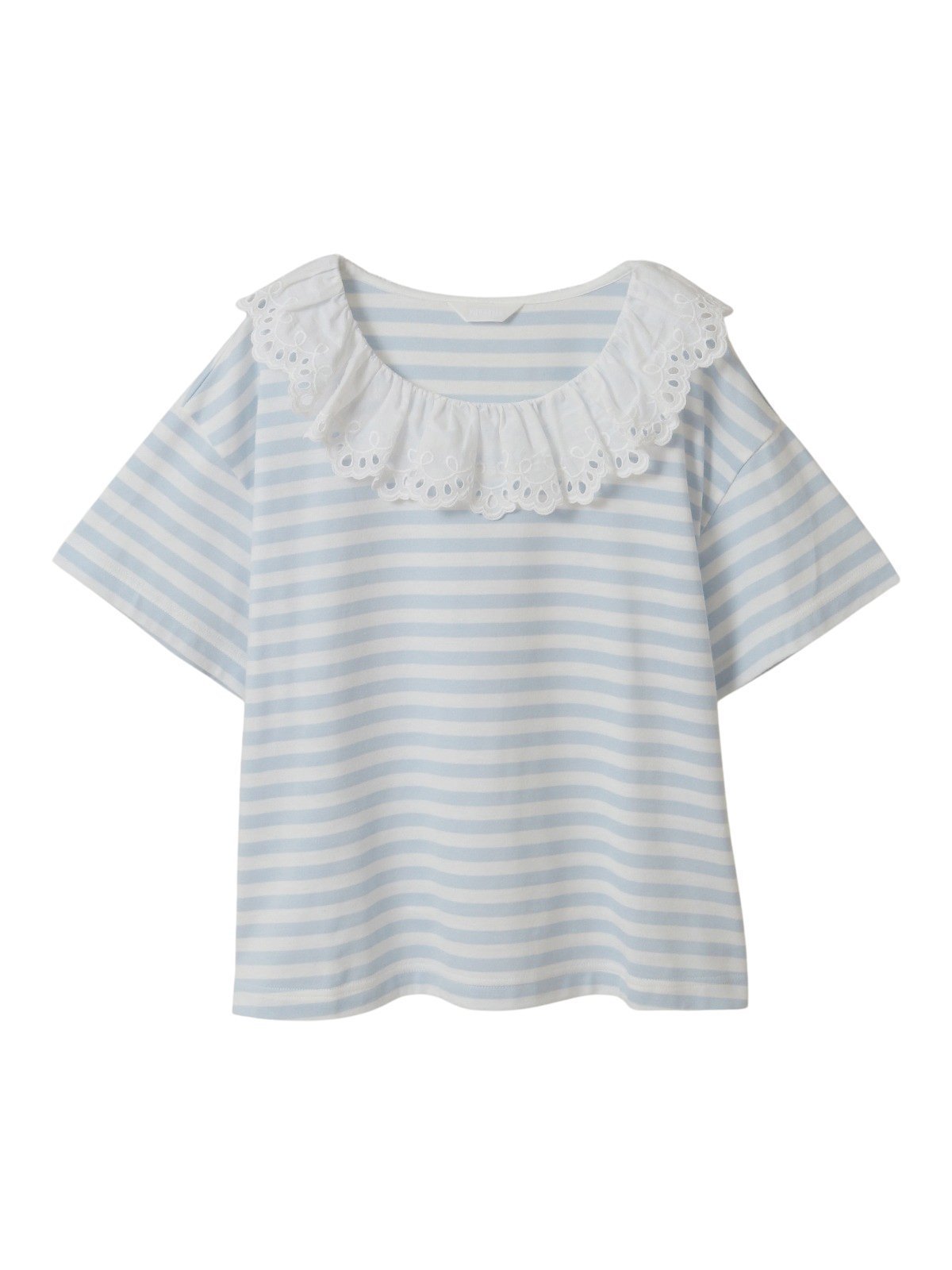 【ピンクハウス/PINK HOUSE】のコットンレース使いカットソー インテリア・キッズ・メンズ・レディースファッション・服の通販 founy(ファニー) 　ファッション　Fashion　レディースファッション　Fashion for Women　トップス・カットソー　Cut & Sew Tops　カットソー・ベーシックTシャツ　Cut-and-Sewn Tops / Stretch Tees & Basics　カットソー　Cut and Sewn Top　スカラップ　Scallop, Scalloped Edge　ボーダー　Border, Stripe　レース　Lace, Lace Fabric　夏　Summer　無地　Plain, Solid Color　シロ×ミズイロ|ID: prp329100004593734 ipo3291000000032752915