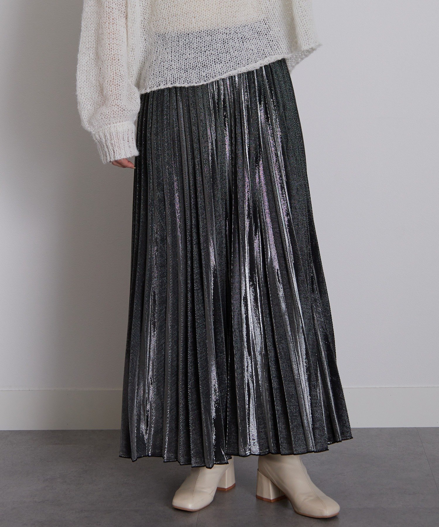 【ラナン/Ranan】のシャイニープリーツスカート インテリア・キッズ・メンズ・レディースファッション・服の通販 founy(ファニー) 　ファッション　Fashion　レディースファッション　Ladies' Fashion Online　スカート　Skirt　プリーツスカート　Pleated Skirts　シャイニー　Shiny　ジャージ　Jersey　プリーツ　Pleats　シルバー|ID: prp329100004593744 ipo3291000000032623194