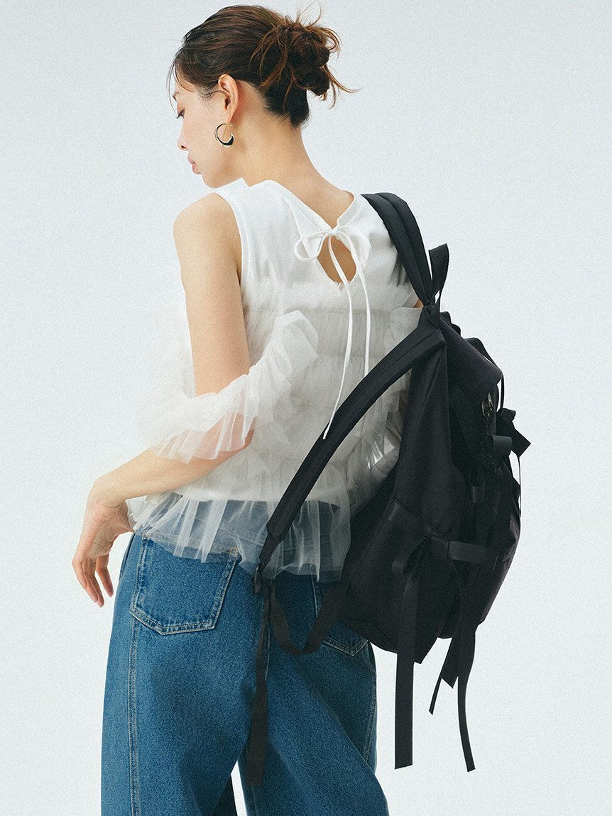 【フレイ アイディー/FRAY I.D】のEASTPAK】リボンバックパック インテリア・キッズ・メンズ・レディースファッション・服の通販 founy(ファニー) 　ファッション　Fashion　レディースファッション　Ladies' Fashion Online　バッグ　Bag　春　Spring　ショルダー　Shoulder　シンプル　Simple　ダブル　Double　定番　Standard　人気　Popularity　フィット　Fit　プリント　Print　リボン　Ribbon　S/S・春夏　Ss・Spring/Summer　おすすめ　Recommend　夏　Summer　旅行　Travel　BLK[009]|ID: prp329100004593752 ipo3291000000032623394