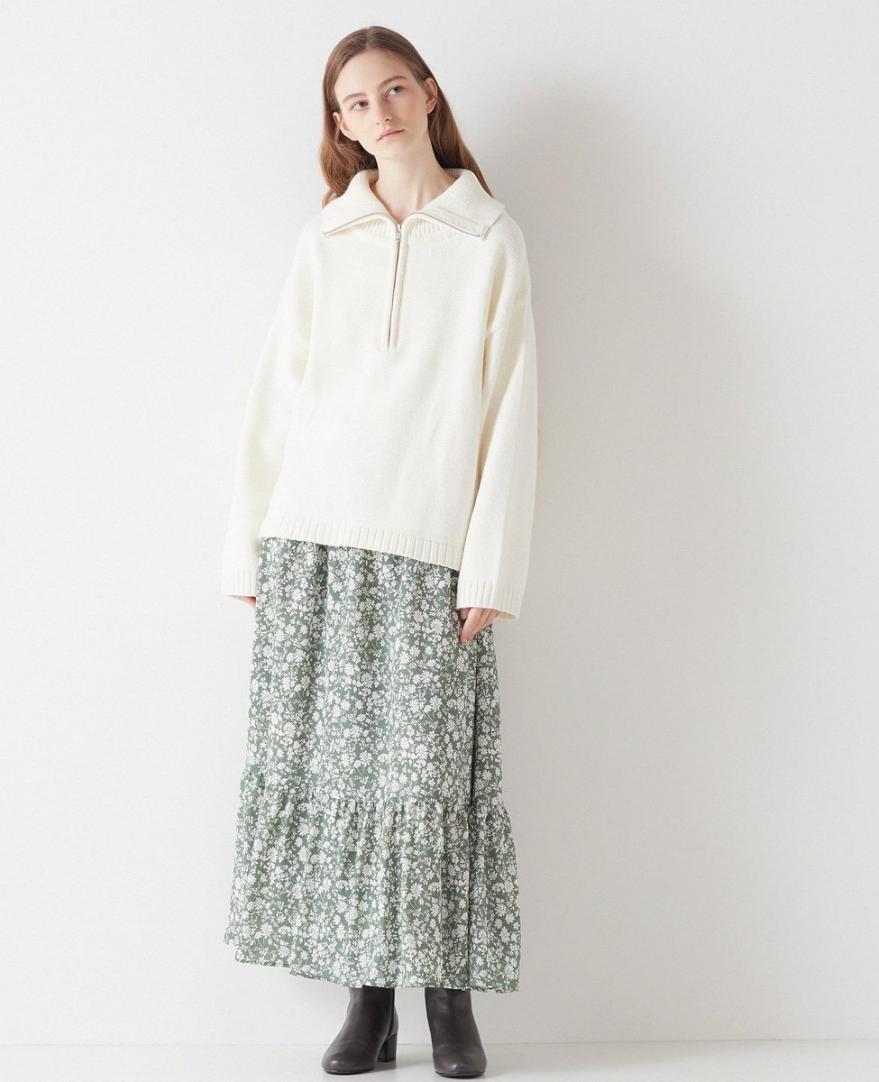 【メルローズ クレール/MELROSE claire】の大人の落ち着いた小花プリントで着回しやすい◎ロングスカート インテリア・キッズ・メンズ・レディースファッション・服の通販 founy(ファニー) 　ファッション　Fashion　レディースファッション　Ladies' Fashion Online　スカート　Skirt　ロングスカート　Long Skirt　おすすめ　Recommend　ギャザー　Gather　ジョーゼット　Georgette　プリント　Print　ポケット　Pocket　リボン　Ribbon　ロング　Long　セージグリーン|ID: prp329100004593760 ipo3291000000032623560