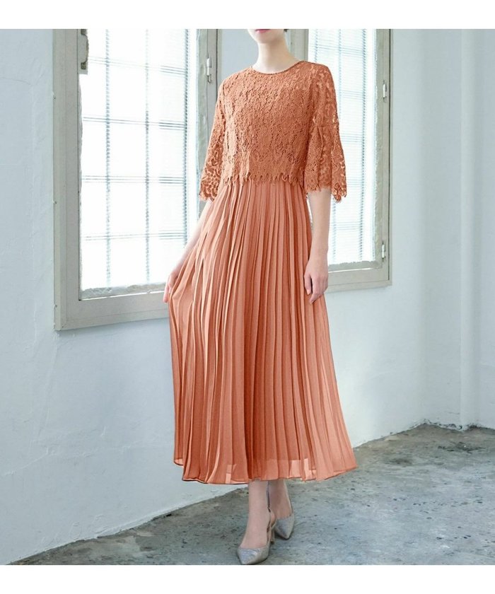 【ガール/GIRL】のレースブラウス プリーツスカートドッキング 結婚式 ワンピース パーティードレス インテリア・キッズ・メンズ・レディースファッション・服の通販 founy(ファニー) https://founy.com/ ファッション Fashion レディースファッション Ladies' Fashion Online スカート Skirt プリーツスカート Pleated Skirts オレンジ Orange スリーブ Sleeve ドッキング Docking ドレス Dress フィット Fit フレア Flare プリーツ Pleats ミモレ Mimore リボン Ribbon レース Race 再入荷 Restock/Back In Stock/Re Arrival 結婚式 Wedding Ceremony 二次会 Wedding Party |ID: prp329100004593792 ipo3291000000032624146