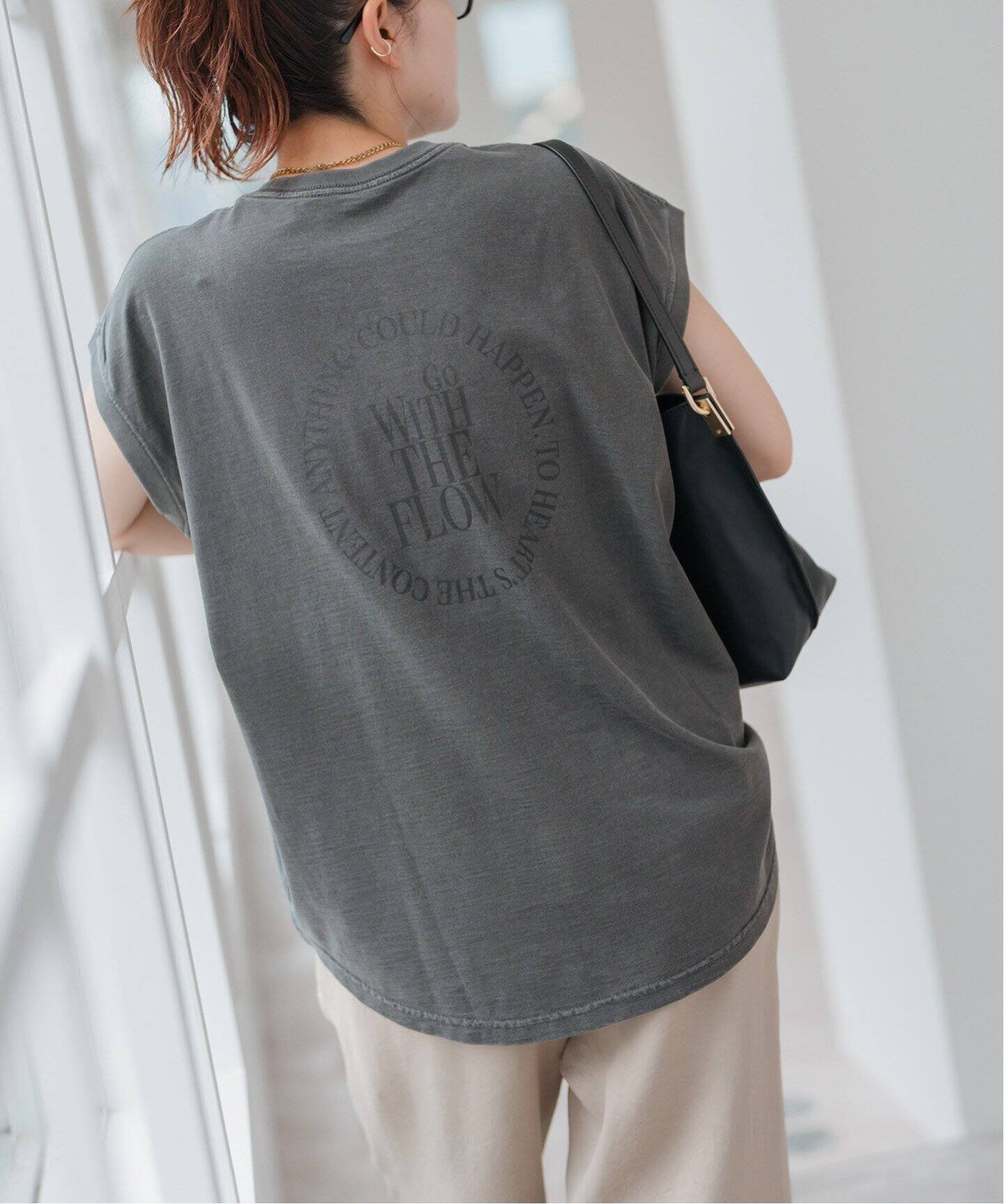 【スピック&スパン/Spick & Span】のSCREEN STARS/スクリーンスターズ バックロゴフレンチスリーブ インテリア・キッズ・メンズ・レディースファッション・服の通販 founy(ファニー) 　ファッション　Fashion　レディースファッション　Ladies' Fashion Online　バッグ　Bag　ブラック A|ID: prp329100004593795 ipo3291000000032624166