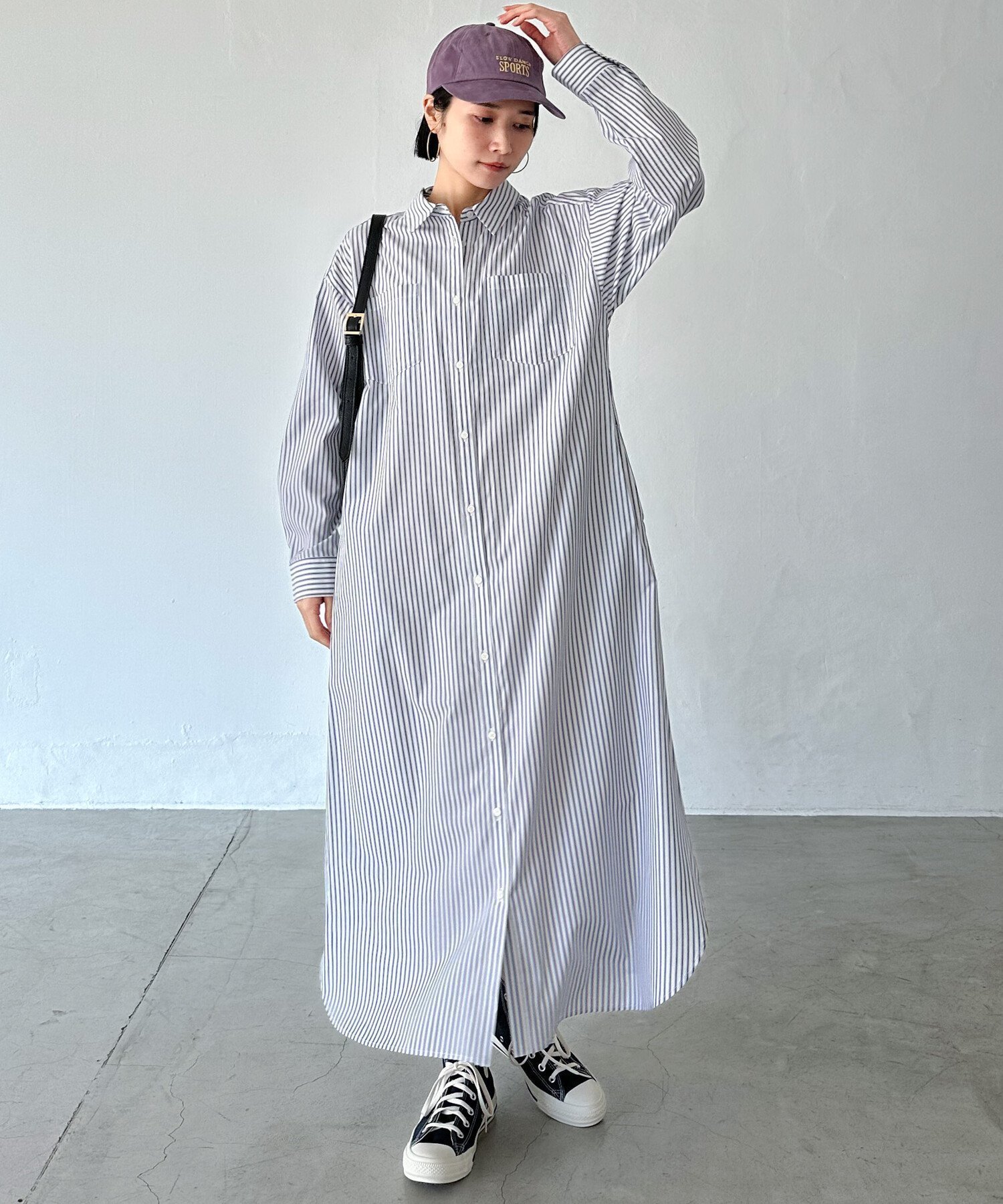 【ドゥ アルシーヴ/Doux archives】のストライプシャツワンピース インテリア・キッズ・メンズ・レディースファッション・服の通販 founy(ファニー) 　ファッション　Fashion　レディースファッション　Ladies' Fashion Online　ワンピース　Dress　シャツワンピース　Shirt Dresses　シャツワンピ　Shirt Dress　ループ　Loop　ロング　Long　羽織　Haori　OFF WHITE|ID: prp329100004593847 ipo3291000000032624928