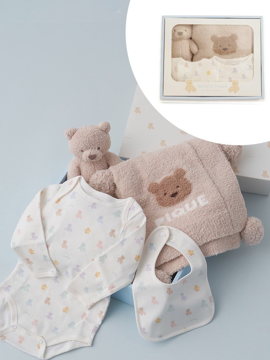【ジェラート ピケ/gelato pique / KIDS】の【ラッピング済み】【BABY】ベアブランケット ぬいぐるみ ボディースーツ スタイ4点セット ギフトBOX インテリア・キッズ・メンズ・レディースファッション・服の通販 founy(ファニー) 　ファッション　Fashion　キッズファッション　Fashion for Kids　ギフト プレゼント　Gift / Present　スーツ　Suit, Formalwear　ブランケット　Blanket, Throw Blanket　BEG[037]|ID: prp329100004593852 ipo3291000000032761101