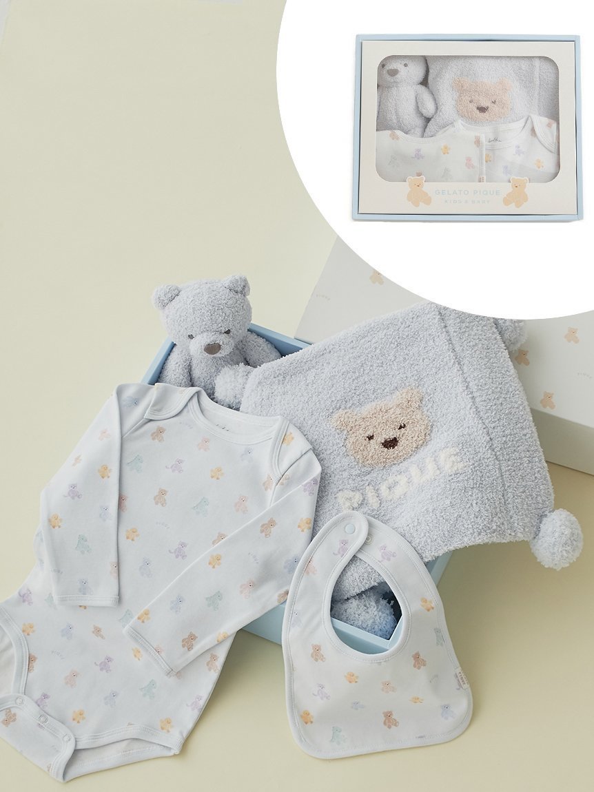 【ジェラート ピケ/gelato pique / KIDS】の【ラッピング済み】【BABY】ベアブランケット ぬいぐるみ ボディースーツ スタイ4点セット ギフトBOX インテリア・キッズ・メンズ・レディースファッション・服の通販 founy(ファニー) 　ファッション　Fashion　キッズファッション　Fashion for Kids　ギフト プレゼント　Gift / Present　スーツ　Suit, Formalwear　ブランケット　Blanket, Throw Blanket　BLU[086]|ID: prp329100004593852 ipo3291000000032761104