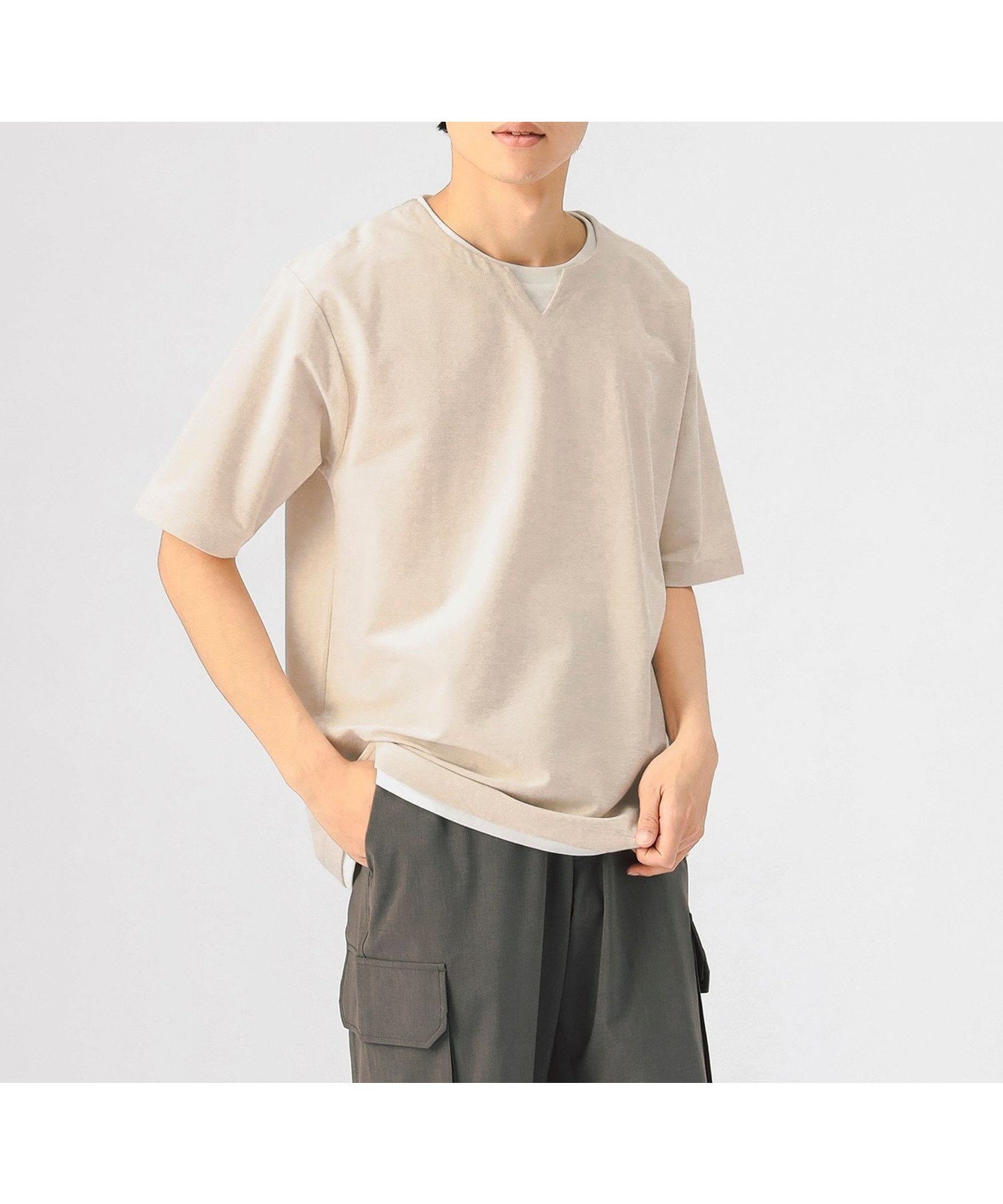 【ビームス ハート/BEAMS HEART】のクールタッチ キーネック レイヤード Tシャツ(接触冷感) インテリア・キッズ・メンズ・レディースファッション・服の通販 founy(ファニー) 　ファッション　Fashion　レディースファッション　Ladies' Fashion Online　トップス・カットソー　Tops/Tshirt　シャツ/ブラウス　Shirts/Blouses　ロング / Tシャツ　T-Shirts　インナー　Inner　シンプル　Simple　ジャケット　Jacket　スラックス　Slacks　デニム　Denim　リラックス　Relax　ルーズ　Loose　おすすめ　Recommend　BEIGE|ID: prp329100004593878 ipo3291000000032625536