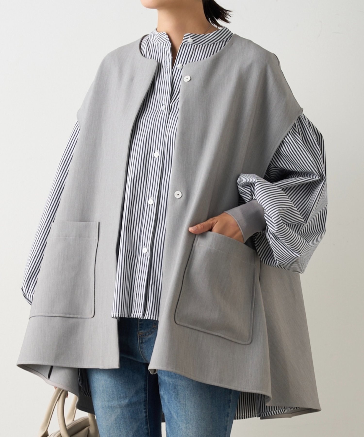 【その他のブランド/Other】のポケットジレ インテリア・キッズ・メンズ・レディースファッション・服の通販 founy(ファニー) 　ファッション　Fashion　レディースファッション　Ladies' Fashion Online　アウター　Coat Outerwear　トップス・カットソー　Tops/Tshirt　ベスト/ジレ　Gilets/Vests　おすすめ　Recommend　インナー　Inner　シンプル　Simple　デニム　Denim　ポケット　Pocket　グレー|ID: prp329100004593921 ipo3291000000032626617