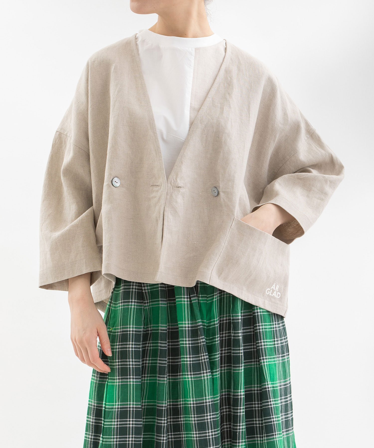 【プードゥドゥ/POU DOU DOU】のCielリネンノーカラーカーデジャケット インテリア・キッズ・メンズ・レディースファッション・服の通販 founy(ファニー) 　ファッション　Fashion　レディースファッション　Ladies' Fashion Online　アウター　Coat Outerwear　ジャケット　Jackets　カーディガン　Cardigan　シンプル　Simple　ジャケット　Jacket　スマート　Smart　パターン　Pattern　フォルム　Form　プリント　Print　ポケット　Pocket　リネン　Linen　リラックス　Relax　キナリ|ID: prp329100004594051 ipo3291000000032628733