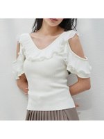 【スナイデル/SNIDEL】のフリルプリーツニットプルオーバー 人気、トレンドファッション・服の通販 founy(ファニー) ファッション Fashion レディースファッション Ladies' Fashion Online トップス・カットソー Tops/Tshirt ニット Knit Tops プルオーバー Pullover おすすめ Recommend ウェーブ Wave ストレート Straight ドッキング Docking フィット Fit フリル Frills プリーツ Pleats 人気 Popularity 定番 Standard |ID:prp329100004594369