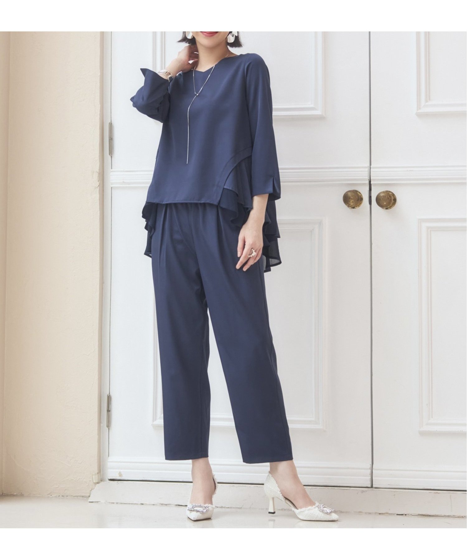 【ドレス/DRESS+】の結婚式 パンツドレス セットアップ パーティー プリーツ インテリア・キッズ・メンズ・レディースファッション・服の通販 founy(ファニー) 　ファッション　Fashion　レディースファッション　Ladies' Fashion Online　セットアップ　Setup　パンツ　Pants　くるぶし　Ankle　シンプル　Simple　セットアップ　Set Up　とろみ　Thickness　ドレス　Dress　プリーツ　Pleats　ベーシック　Basic　レース　Race　ワイド　Wide　セレモニー　Ceremony　入学式　Entrance Ceremony　卒業式　Graduation Ceremony　結婚式　Wedding Ceremony　ネイビー|ID: prp329100004594393 ipo3291000000032637119