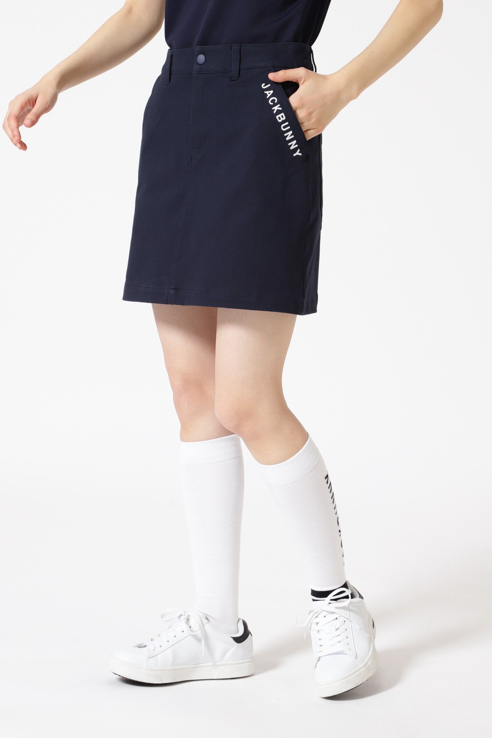 【ジャックバニー/Jack Bunny】の2WAYコットンストレッチスカート インテリア・キッズ・メンズ・レディースファッション・服の通販 founy(ファニー) 　ファッション　Fashion　レディースファッション　Ladies' Fashion Online　スカート　Skirt　アウトドア　Outdoor　ゴルフ　Golf　ストレッチ　Stretch　ワーク　Work　台形　Trapezoid　ネイビー|ID: prp329100004594406 ipo3291000000032637468