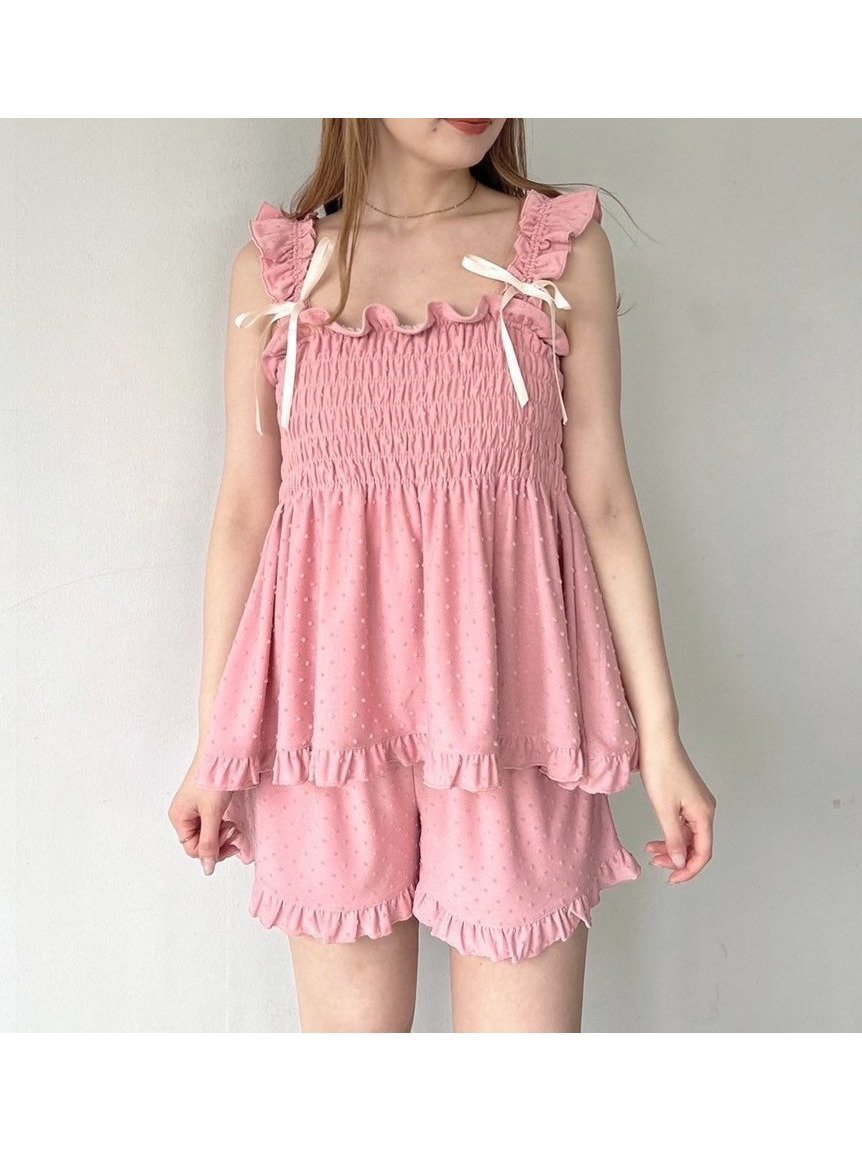 【スナイデル ホーム/SNIDEL HOME】のシャーリングカットセットアップ インテリア・キッズ・メンズ・レディースファッション・服の通販 founy(ファニー) 　ファッション　Fashion　レディースファッション　Ladies' Fashion Online　セットアップ　Setup　ガーリー　Girly　ギンガム　Gingham　シャーリング　Shirring　ショート　Short　セットアップ　Set Up　チェック　Check　ドット　Dot　ノースリーブ　No Sleeve　フリル　Frills　モノトーン　Monotone　リボン　Ribbon　夏　Summer　PNK[066]|ID: prp329100004594427 ipo3291000000032637829