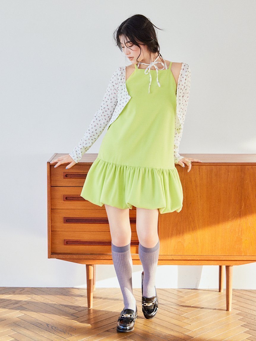 【リリーブラウン/Lily Brown】のバルーンミニワンピース インテリア・キッズ・メンズ・レディースファッション・服の通販 founy(ファニー) 　雑誌掲載アイテム　Magazine Items　ファッション雑誌　Fashion Magazines　ヴィヴィ　ViVi　ファッション　Fashion　レディースファッション　Ladies' Fashion Online　ワンピース　Dress　4月号　April Issue　おすすめ　Recommend　インナー　Inner　ストライプ　Stripe　チュール　Tulle　ツイード　Tweed　トレンド　Trend　バルーン　Balloon　雑誌　Magazine　LIME[022]|ID: prp329100004594455 ipo3291000000032638213