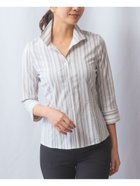 【ナラ カミーチェ/NARACAMICIE】のストレッチランダムストライプスタンドカラー七分袖シャツ 人気、トレンドファッション・服の通販 founy(ファニー) ファッション Fashion レディースファッション Fashion for Women トップス・カットソー Cut & Sew Tops シャツ・ブラウス・オフィスカジュアル Elegant Blouses & Button-Ups ジャケット Jacket, Outerwear スタンド Stand Collar, Upright Stand ストライプ Stripe, Striped Pattern ストレッチ Stretch, Stretchy Fabric ランダム Random, Irregular エレガント 上品 Elegant thumbnail ブラック|ID: prp329100004594461 ipo3291000000033543202