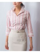 【ナラ カミーチェ/NARACAMICIE】のストレッチランダムストライプスタンドカラー七分袖シャツ 人気、トレンドファッション・服の通販 founy(ファニー) ファッション Fashion レディースファッション Fashion for Women トップス・カットソー Cut & Sew Tops シャツ・ブラウス・オフィスカジュアル Elegant Blouses & Button-Ups ジャケット Jacket, Outerwear スタンド Stand Collar, Upright Stand ストライプ Stripe, Striped Pattern ストレッチ Stretch, Stretchy Fabric ランダム Random, Irregular エレガント 上品 Elegant thumbnail レッド|ID: prp329100004594461 ipo3291000000033543214