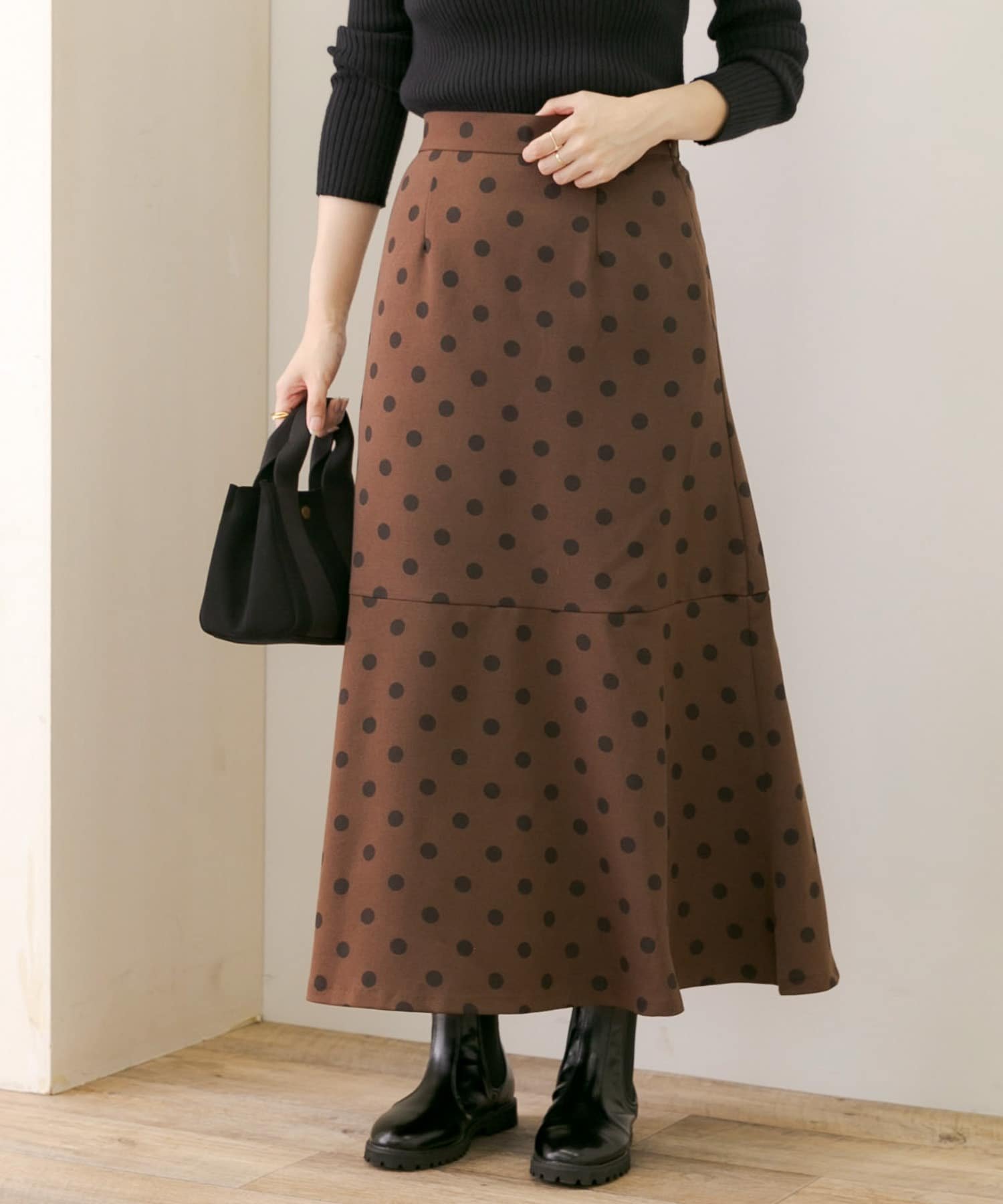 【サニーレーベル/Sonny Label / URBAN RESEARCH】のポルカドットトラペーズスカート インテリア・キッズ・メンズ・レディースファッション・服の通販 founy(ファニー) 　ファッション　Fashion　レディースファッション　Ladies' Fashion Online　スカート　Skirt　おすすめ　Recommend　スウェット　Sweat　ドット　Dot　フェミニン　Feminine　フレア　Flare　ベーシック　Basic　ミックス　Mix　ロング　Long　A/W・秋冬　Aw・Autumn/Winter・Fw・Fall-Winter　ブラウン|ID: prp329100004594498 ipo3291000000032639135