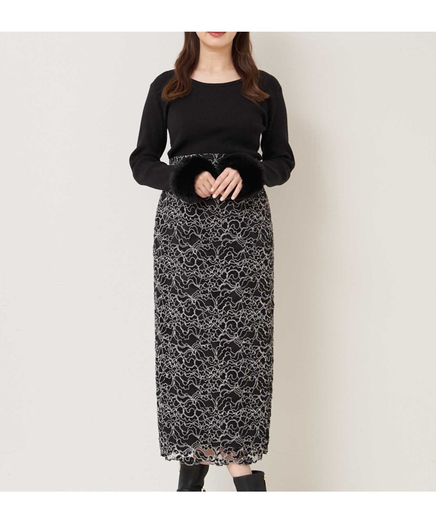 【ノエラ/Noela】のモールレースタイトスカート インテリア・キッズ・メンズ・レディースファッション・服の通販 founy(ファニー) 　ファッション　Fashion　レディースファッション　Ladies' Fashion Online　スカート　Skirt　おすすめ　Recommend　ポケット　Pocket　レース　Race　冬　Winter　ビジネス 仕事 通勤　Business　ブラック|ID: prp329100004594518 ipo3291000000032639428