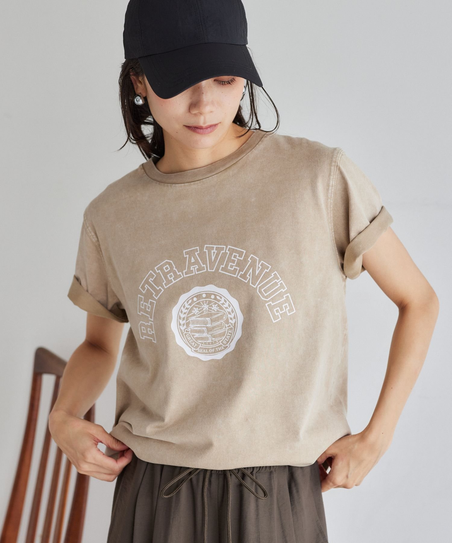 【バンヤードストーム/BARNYARDSTORM】のヴィンテージカレッジT インテリア・キッズ・メンズ・レディースファッション・服の通販 founy(ファニー) 　ファッション　Fashion　レディースファッション　Fashion for Women　ヴィンテージ　Vintage Style　サテン　Satin, Glossy Fabric　ジャケット　Jacket, Outerwear　スマート　Smart, Elegant　トラベル　Travel, Travel Gear　プリント　Print, Printed Pattern　おすすめ　Recommended / Our Picks　夏　Summer　旅行　Travel　ベージュ|ID: prp329100004594525 ipo3291000000033636934