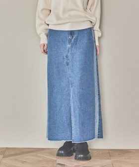 【ラコレ/LAKOLE】のサイドラインデニムスカート 人気、トレンドファッション・服の通販 founy(ファニー) ファッション Fashion レディースファッション Ladies' Fashion Online スカート Skirt デニムスカート Denim Skirts スリット Slit デニム Denim フレア Flare フロント Front |ID:prp329100004594527