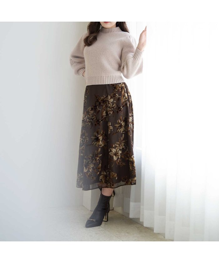 【ノエラ/Noela】のベロアプリント花柄スカート インテリア・キッズ・メンズ・レディースファッション・服の通販 founy(ファニー) https://founy.com/ ファッション Fashion レディースファッション Ladies' Fashion Online スカート Skirt プリント Print ベロア Velor ポケット Pocket |ID: prp329100004594572 ipo3291000000032640062