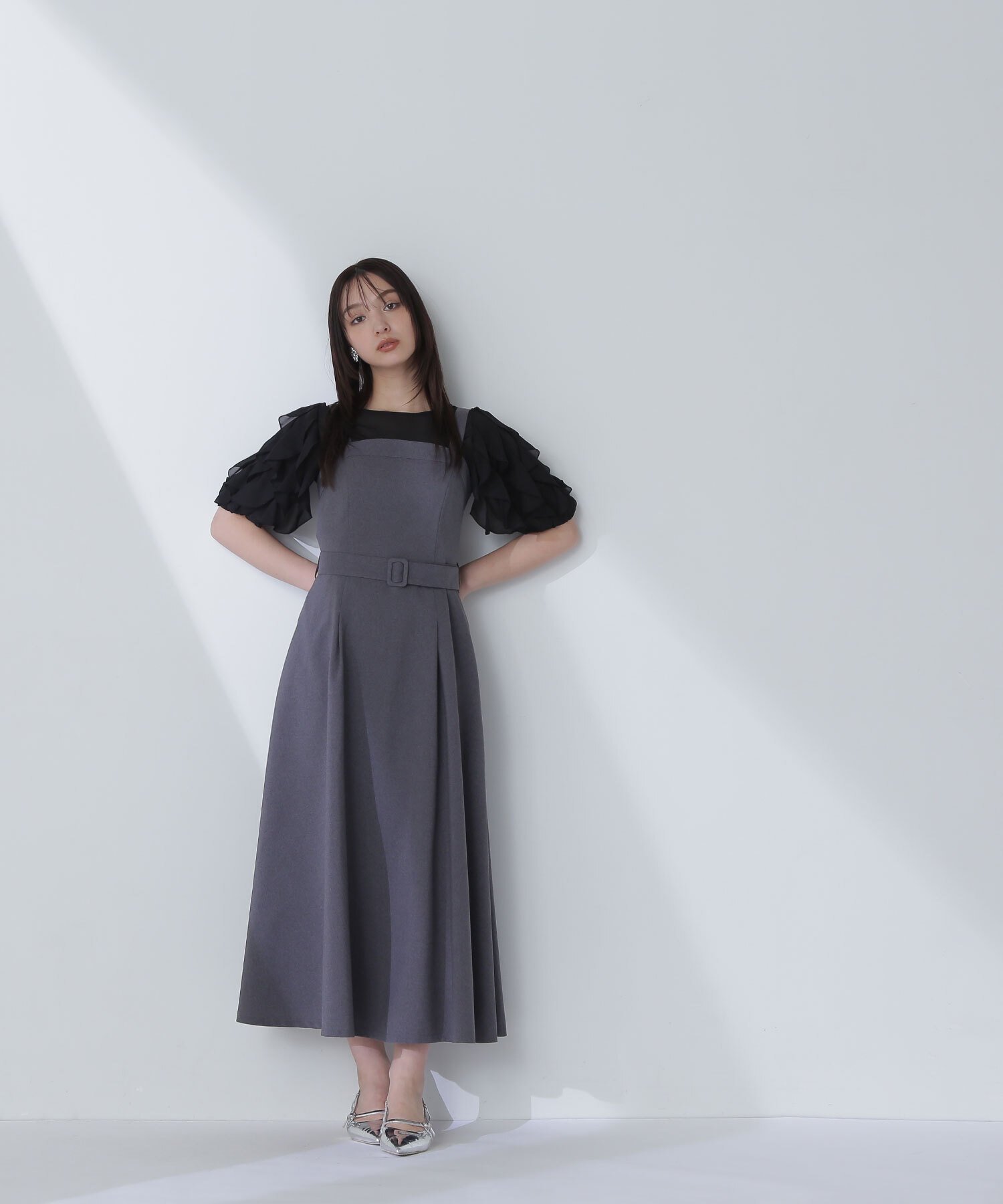 【ナチュラル ビューティー ベーシック/NATURAL BEAUTY BASIC】のベルテッドジャンスカ インテリア・キッズ・メンズ・レディースファッション・服の通販 founy(ファニー) 　ファッション　Fashion　レディースファッション　Ladies' Fashion Online　おすすめ　Recommend　インナー　Inner　コンパクト　Compact　フィット　Fit　フレア　Flare　ポケット　Pocket　メランジ　Melange　チャコール1|ID: prp329100004594617 ipo3291000000032641061