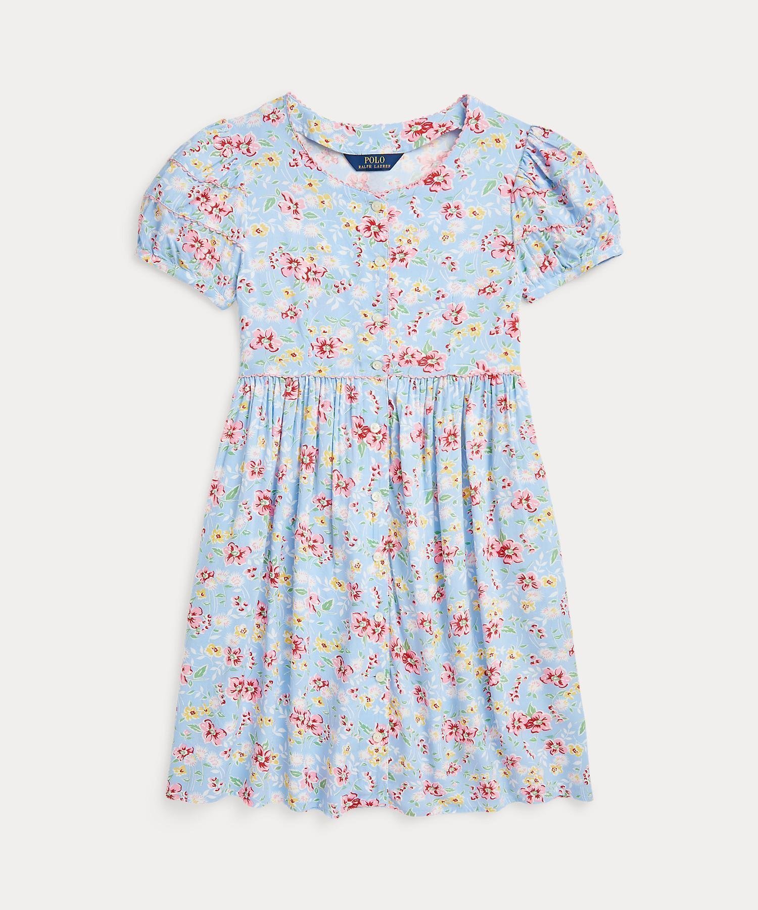 【ラルフローレン/RALPH LAUREN / KIDS】の(ガールズ 7才~16才)フローラル エンパイアウエスト ドレス インテリア・キッズ・メンズ・レディースファッション・服の通販 founy(ファニー) 　ファッション　Fashion　キッズファッション　KIDS Children’s Clothing　ワンピース　Dress/Kids　シャーリング　Shirring　スリーブ　Sleeve　ドレス　Dress　フロント　Front　ラウンド　Round　半袖　Short Sleeve　999マルチカラー|ID: prp329100004594651 ipo3291000000032641738